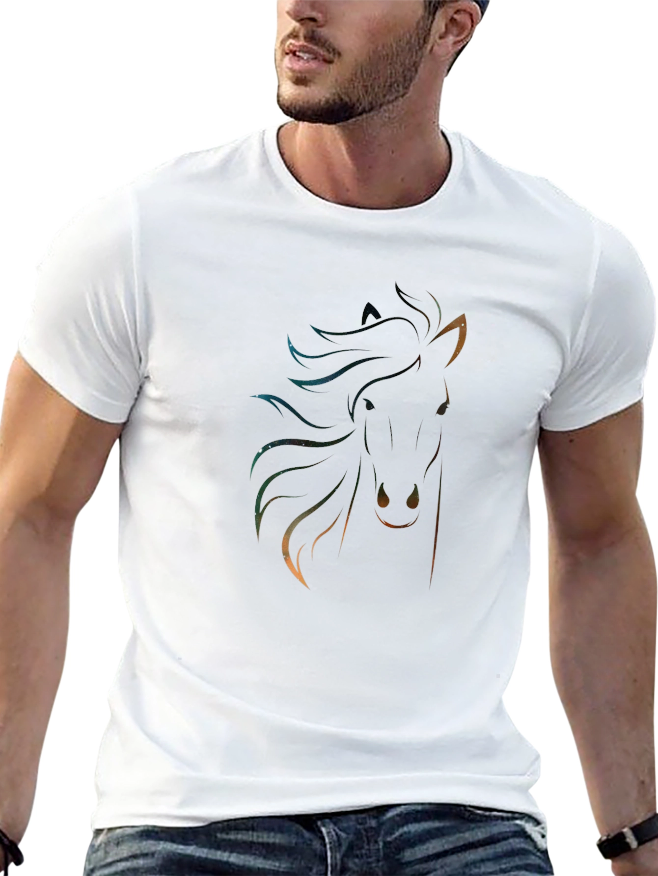Celestial Horse Graphic Tee - Black