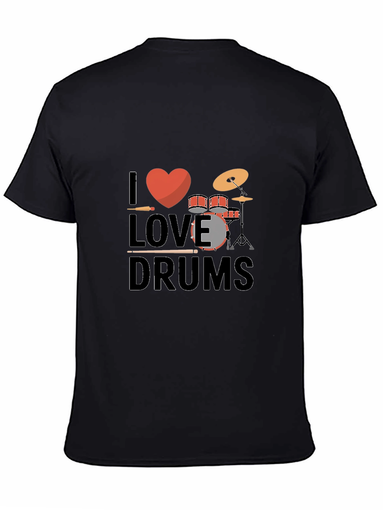 I Love Drums Black Graphic Tee