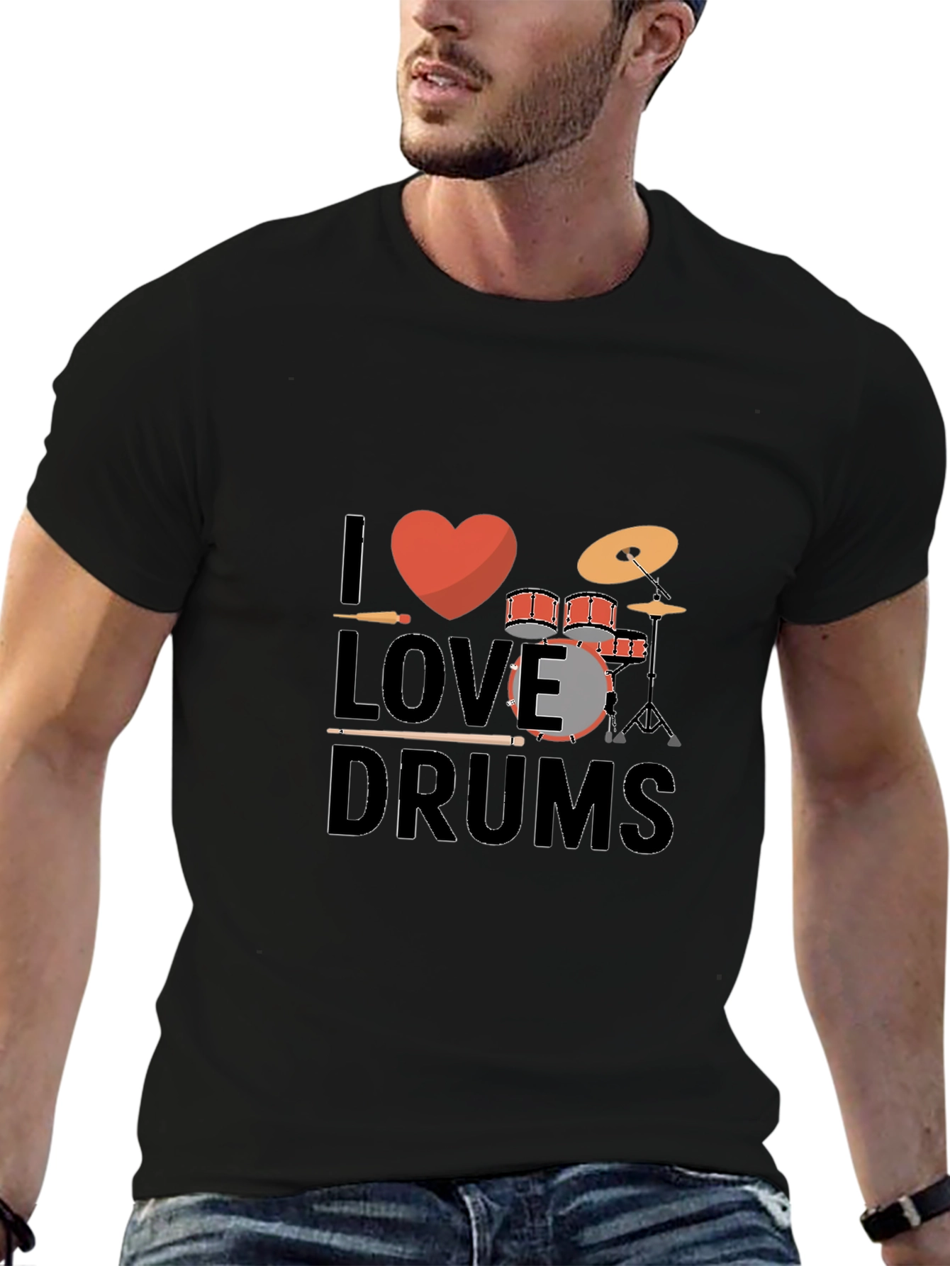 I Love Drums Black Graphic Tee