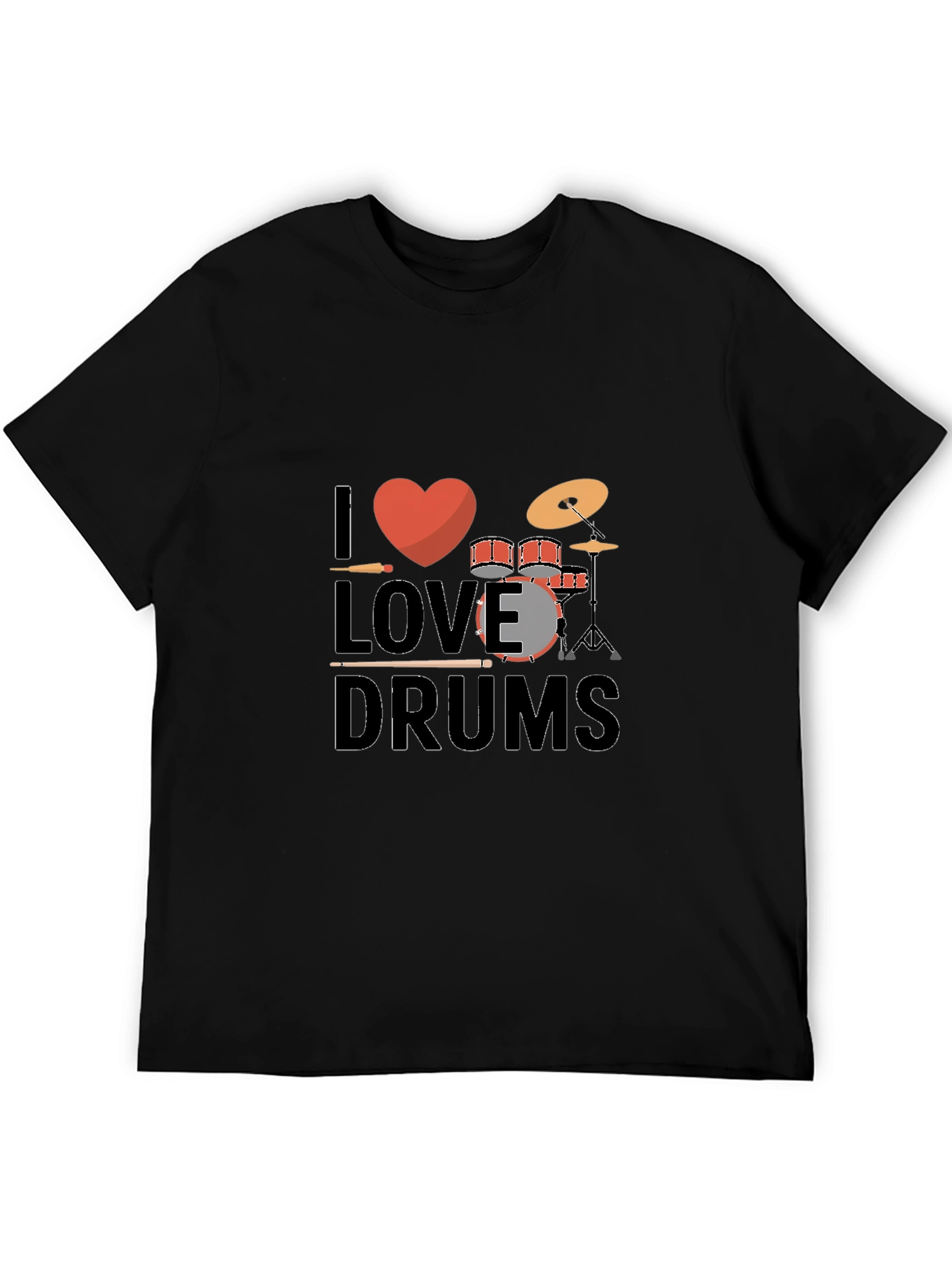 I Love Drums Black Graphic Tee