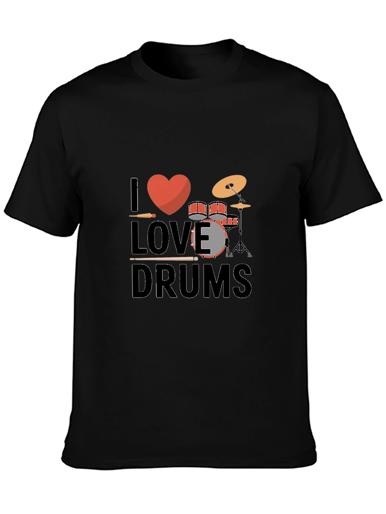 I Love Drums Black Graphic Tee