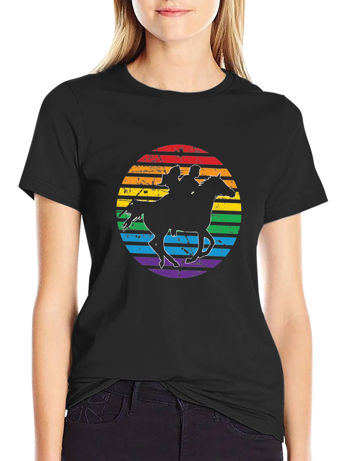 Rainbow Horse Riding T-Shirt