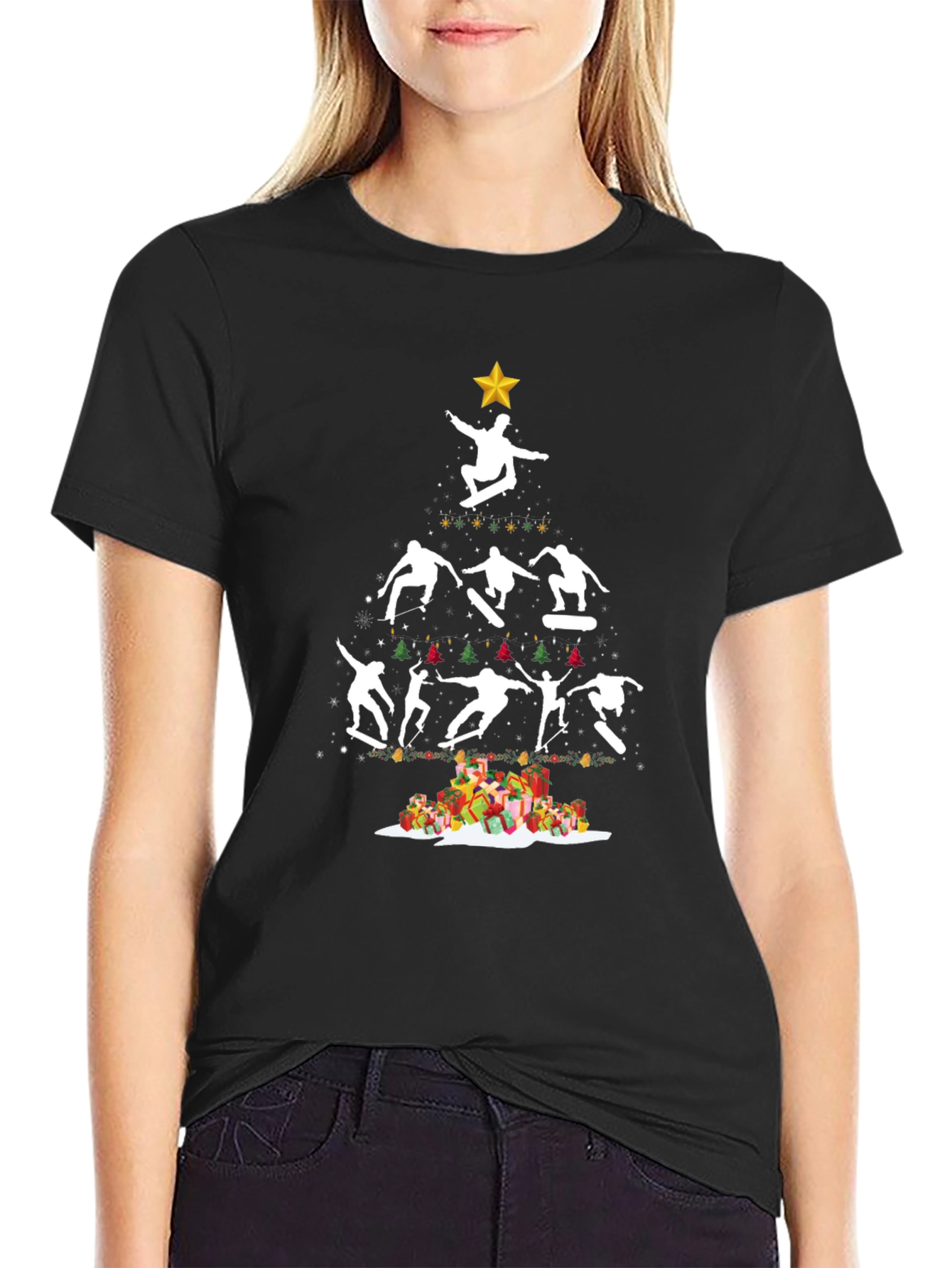 Skateboarding Christmas Tree T-Shirt