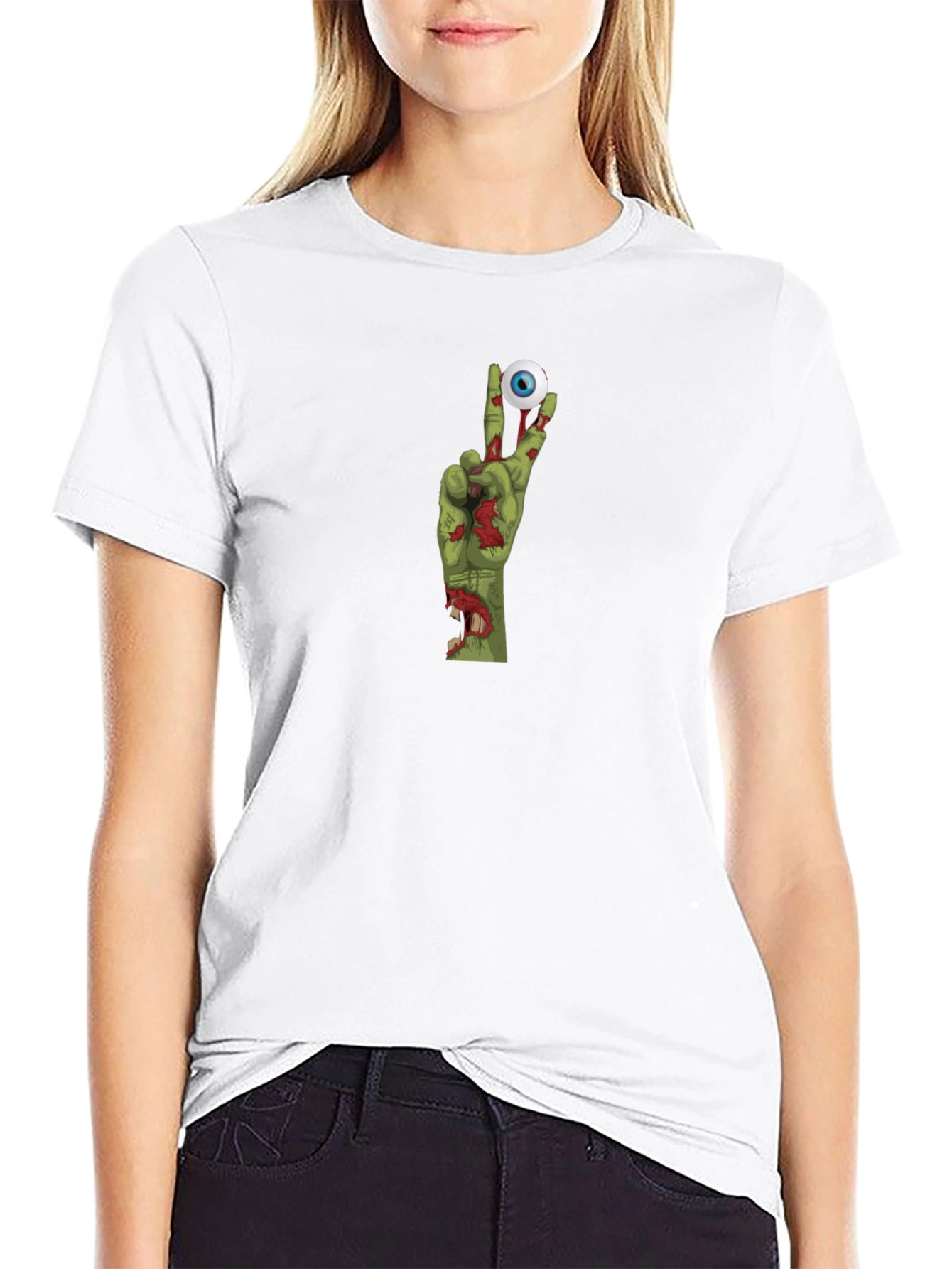 Zombie Hand Peace Sign Graphic T-Shirt