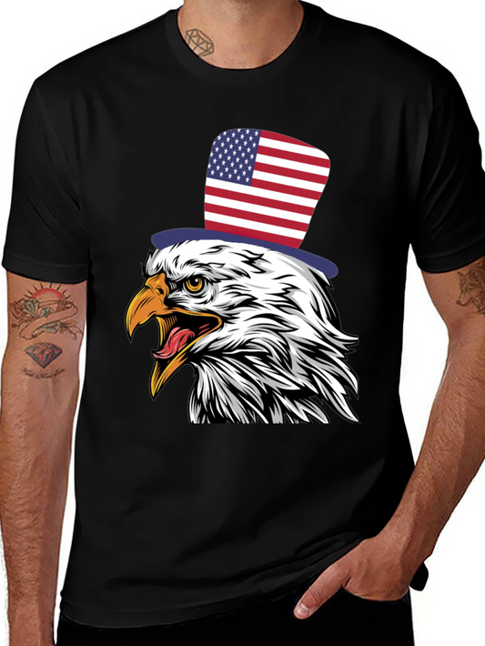 American Eagle Patriotic USA Flag Top Hat T-Shirt