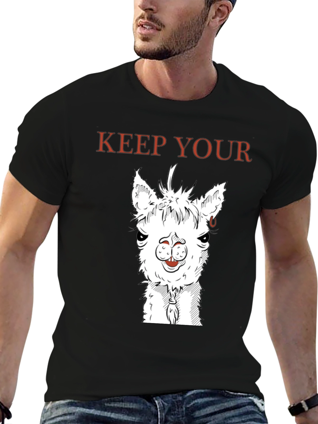 Keep Your Distance Llama Graphic Tee - Black