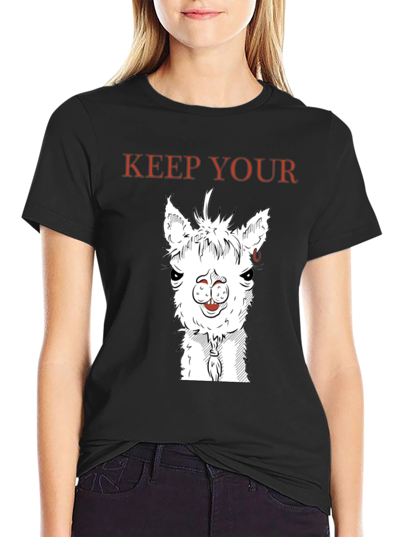 Keep Your Distance Llama Graphic Tee - Black