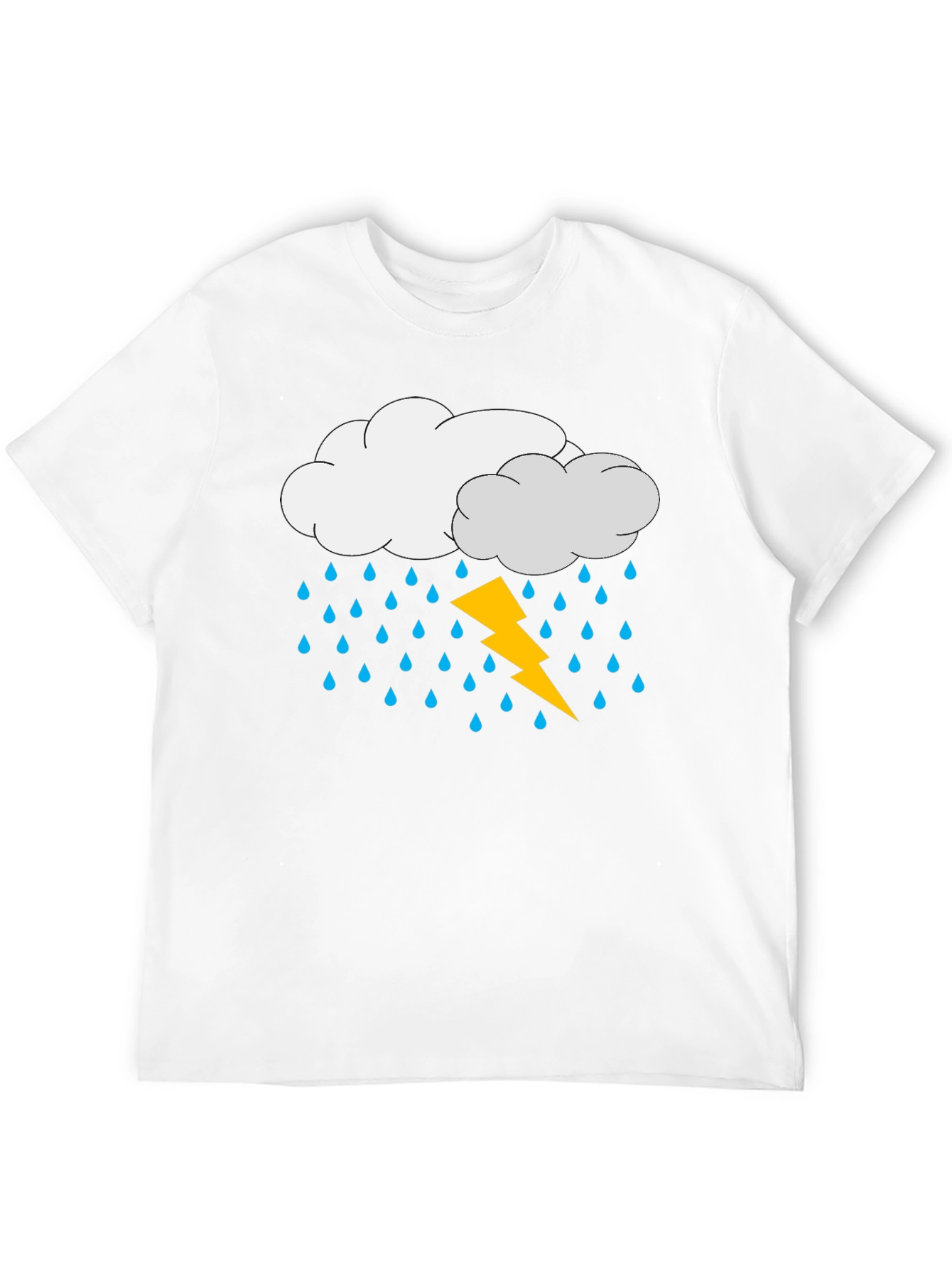 Rain Cloud & Lightning Graphic Black T-Shirt