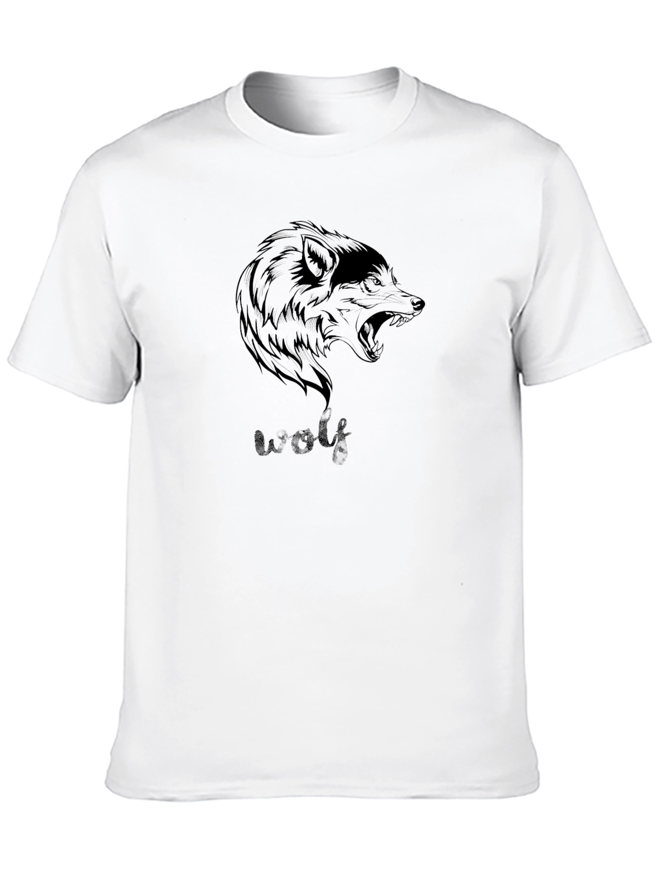 Wolf Graphic Print Mens Black T-Shirt