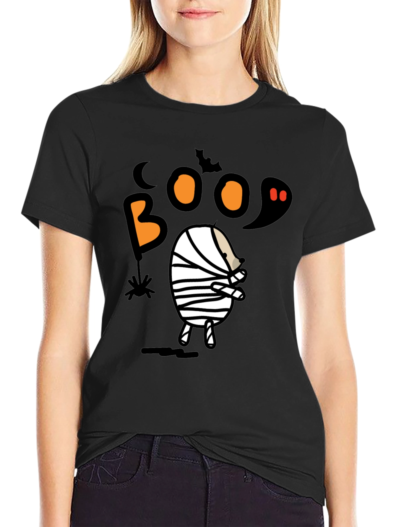 Boo Halloween Mummy Graphic T-Shirt