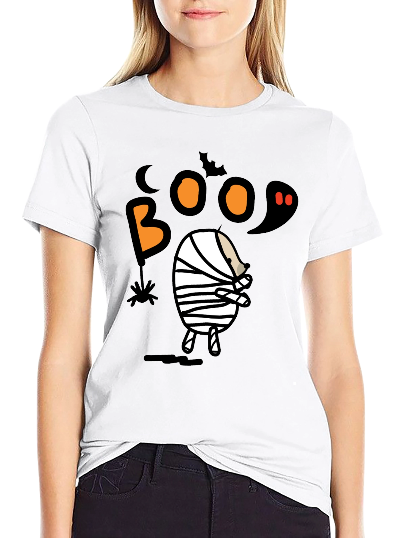 Boo Halloween Mummy Graphic T-Shirt