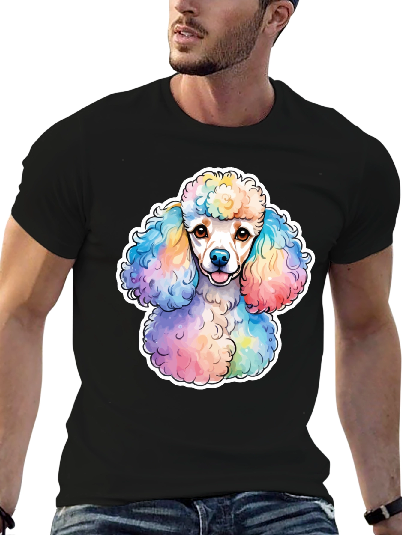 Rainbow Poodle Graphic Tee - Trendy Dog Lover Shirt