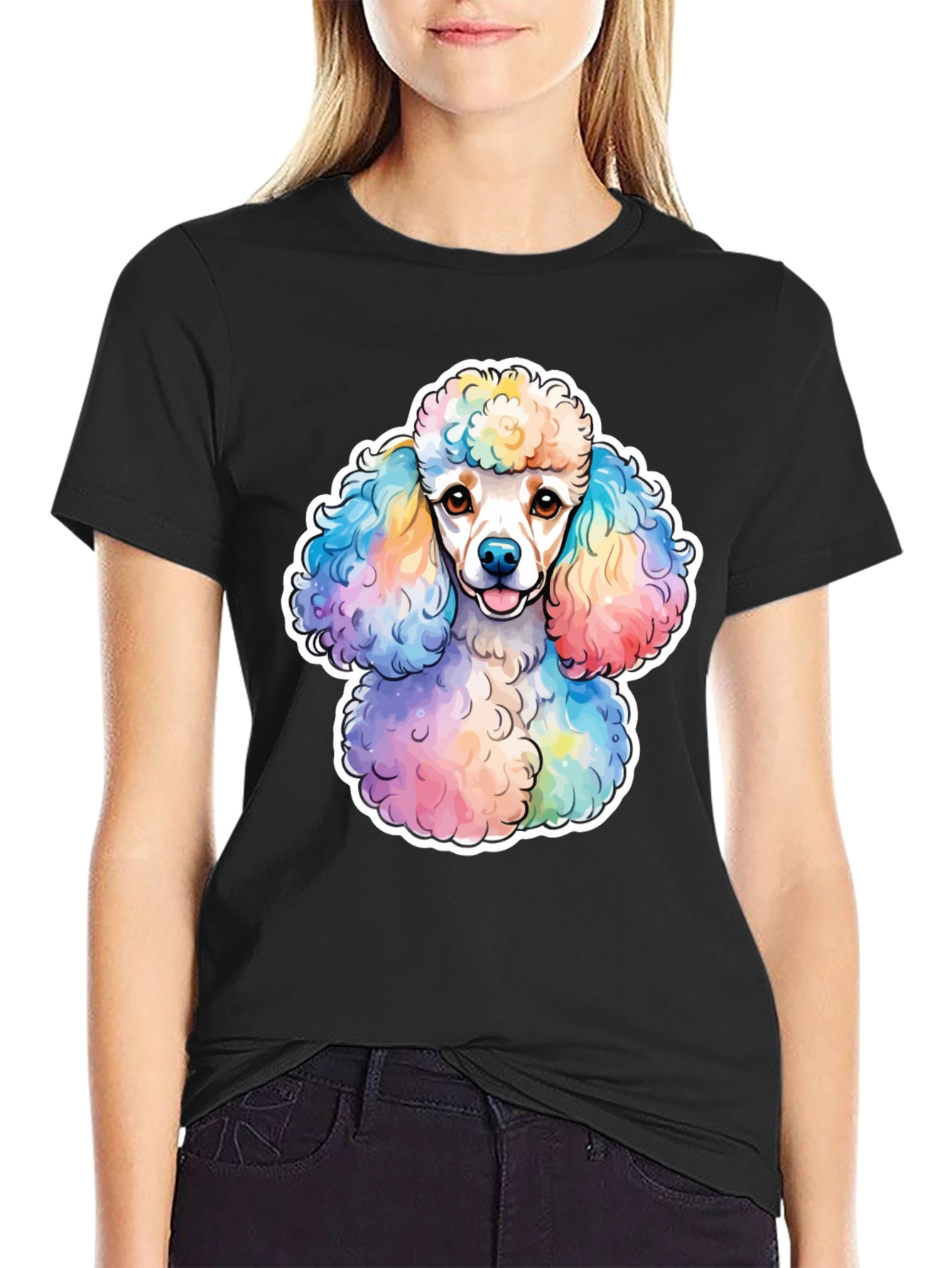 Rainbow Poodle Graphic Tee - Trendy Dog Lover Shirt