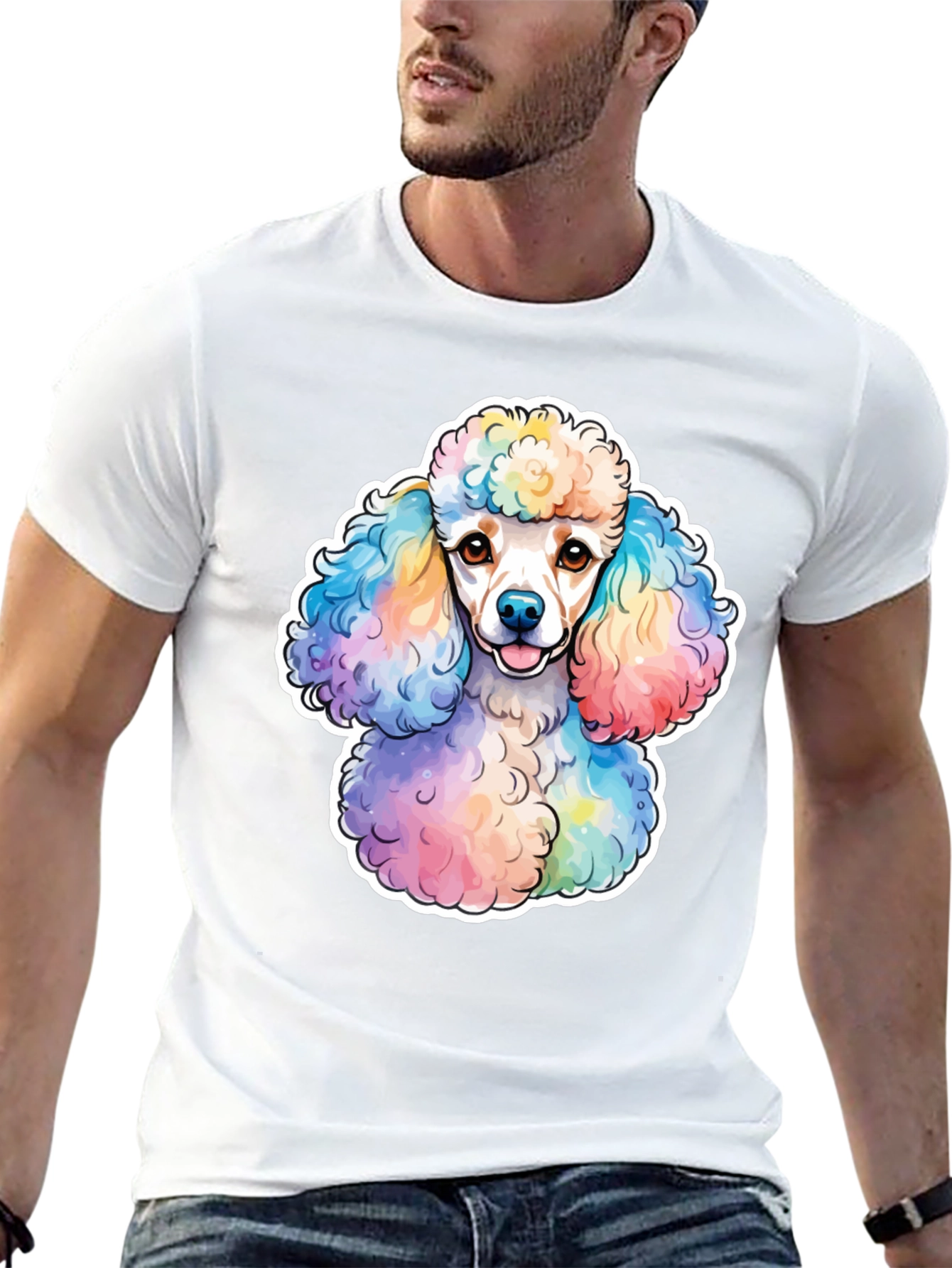 Rainbow Poodle Graphic Tee - Trendy Dog Lover Shirt