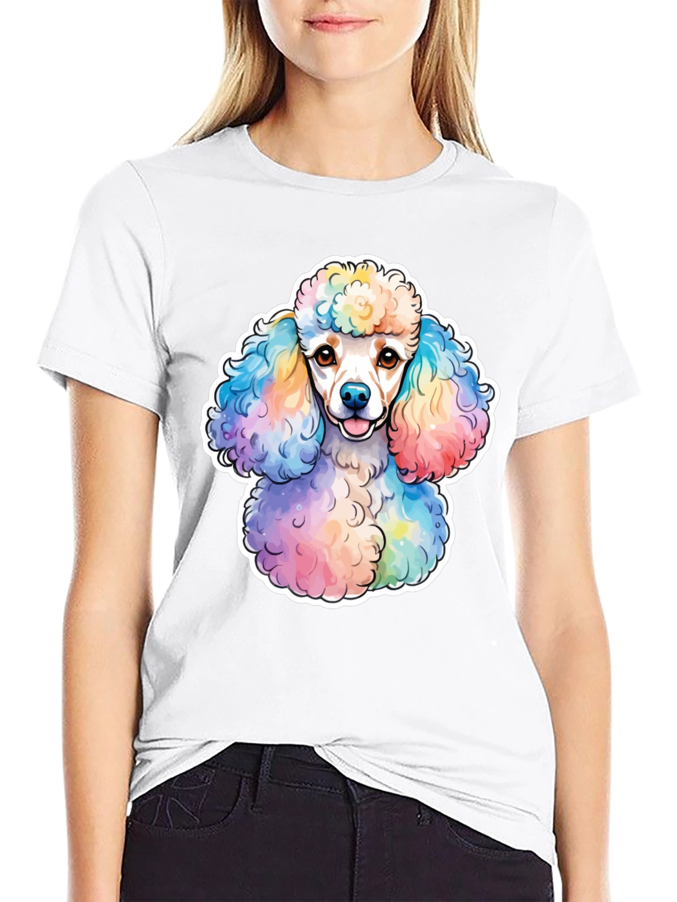 Rainbow Poodle Graphic Tee - Trendy Dog Lover Shirt