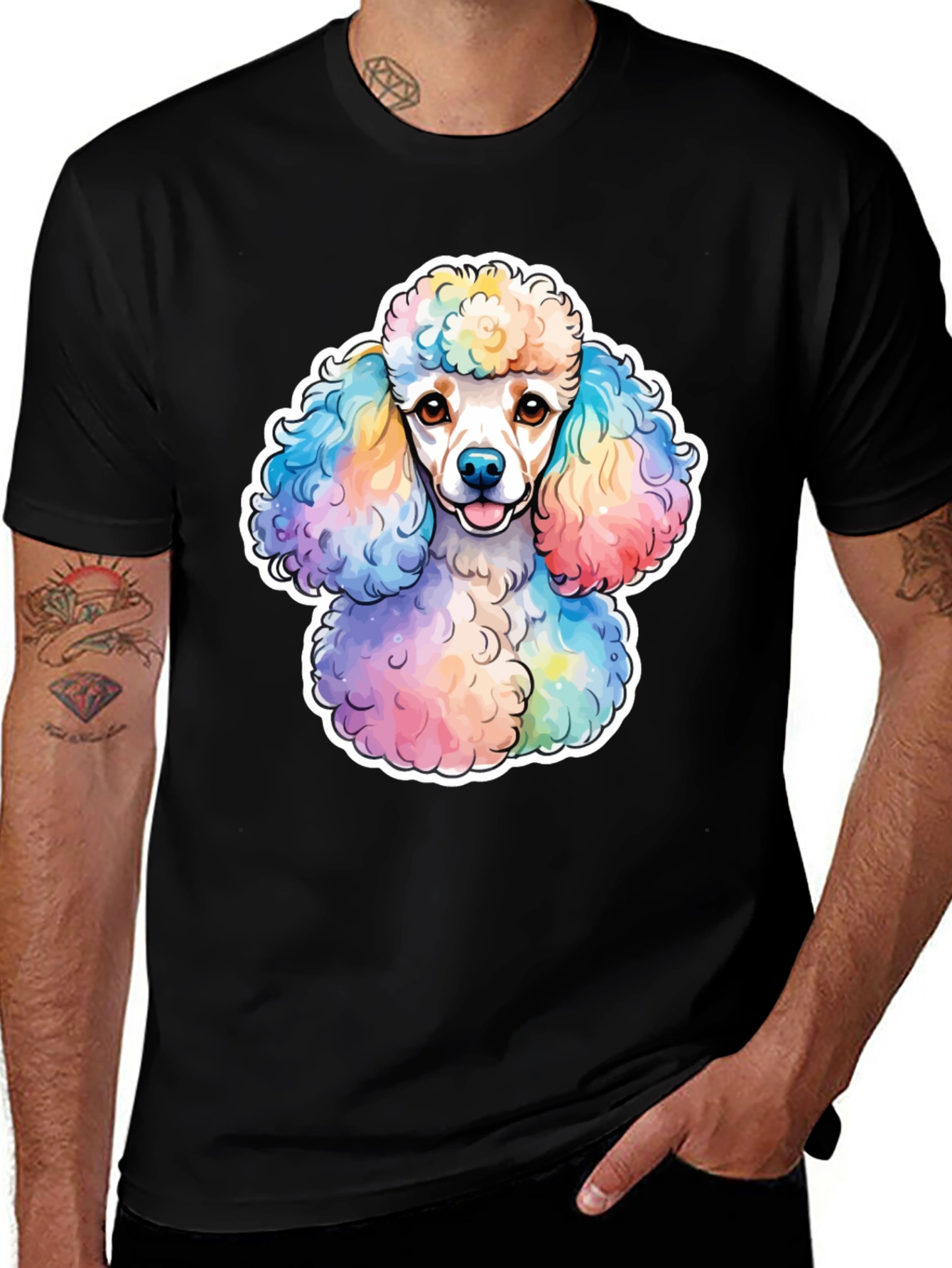 Rainbow Poodle Graphic Tee - Trendy Dog Lover Shirt