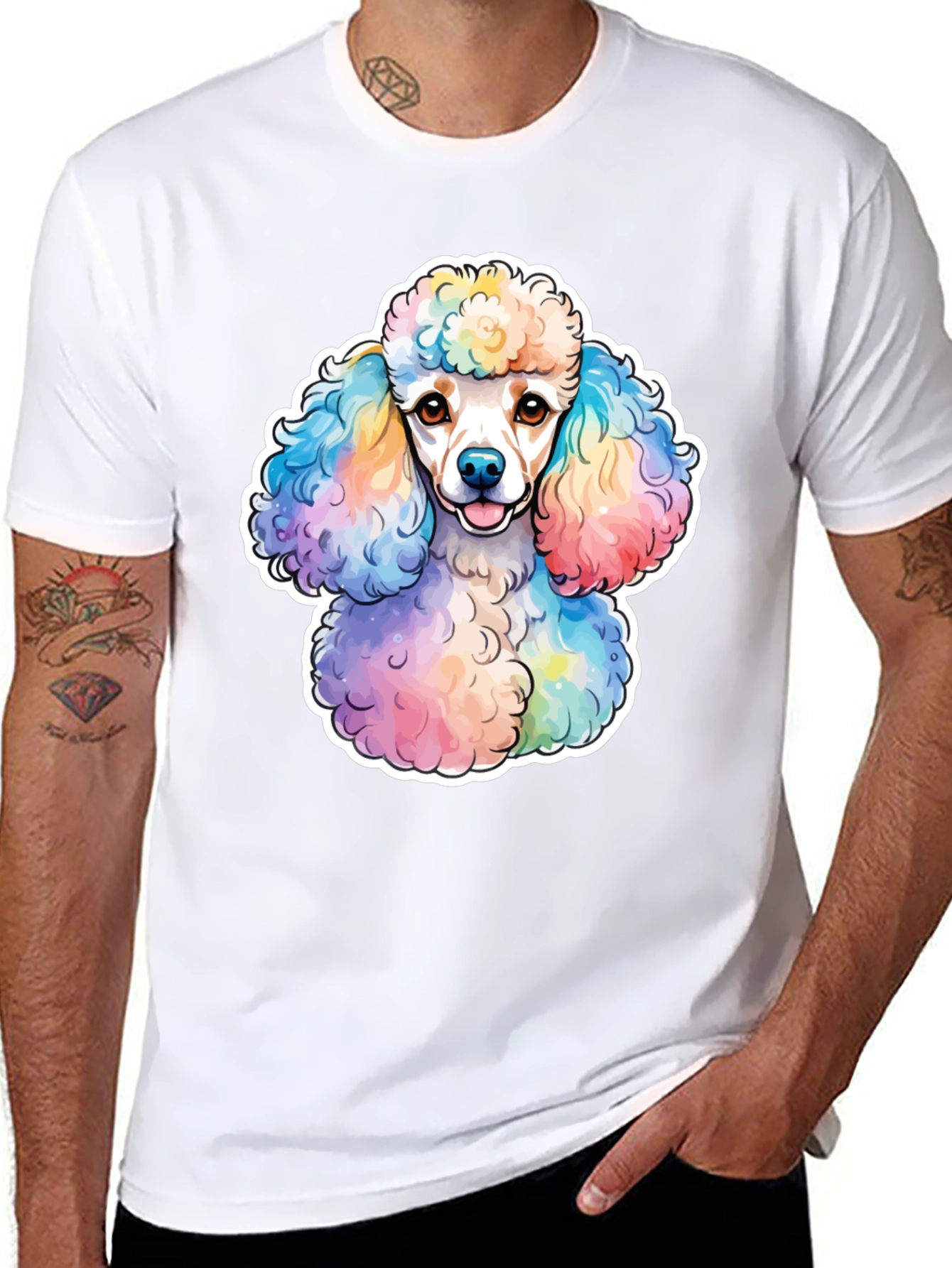 Rainbow Poodle Graphic Tee - Trendy Dog Lover Shirt