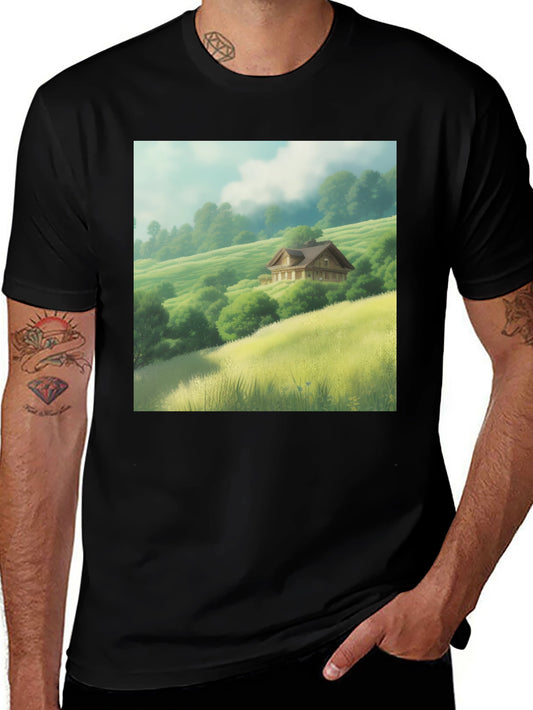 Scenic Valley House Graphic Tee - Nature Lover Shirt