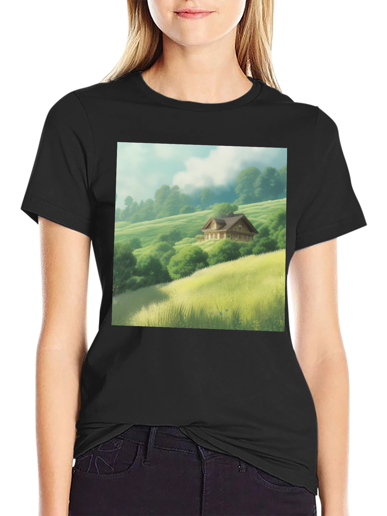 Scenic Valley House Graphic Tee - Nature Lover Shirt