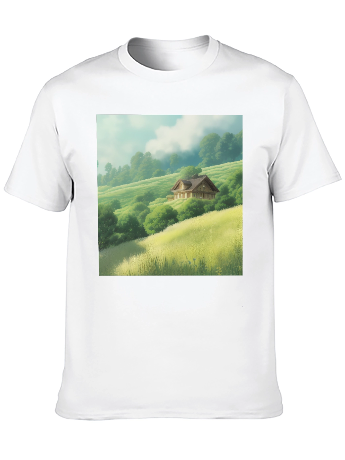 Scenic Valley House Graphic Tee - Nature Lover Shirt