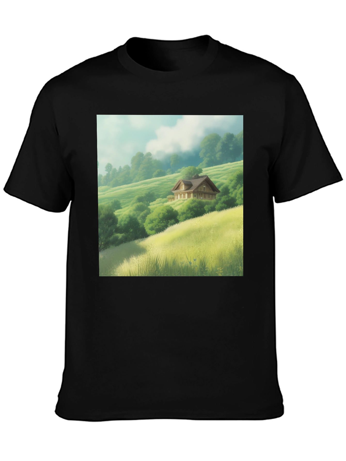 Scenic Valley House Graphic Tee - Nature Lover Shirt