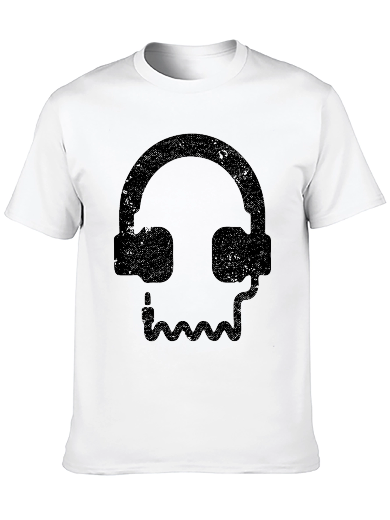Skull Headphones Graphic Tee - Black Cotton T-Shirt