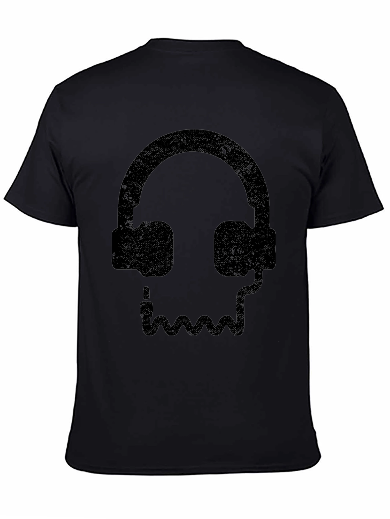 Skull Headphones Graphic Tee - Black Cotton T-Shirt