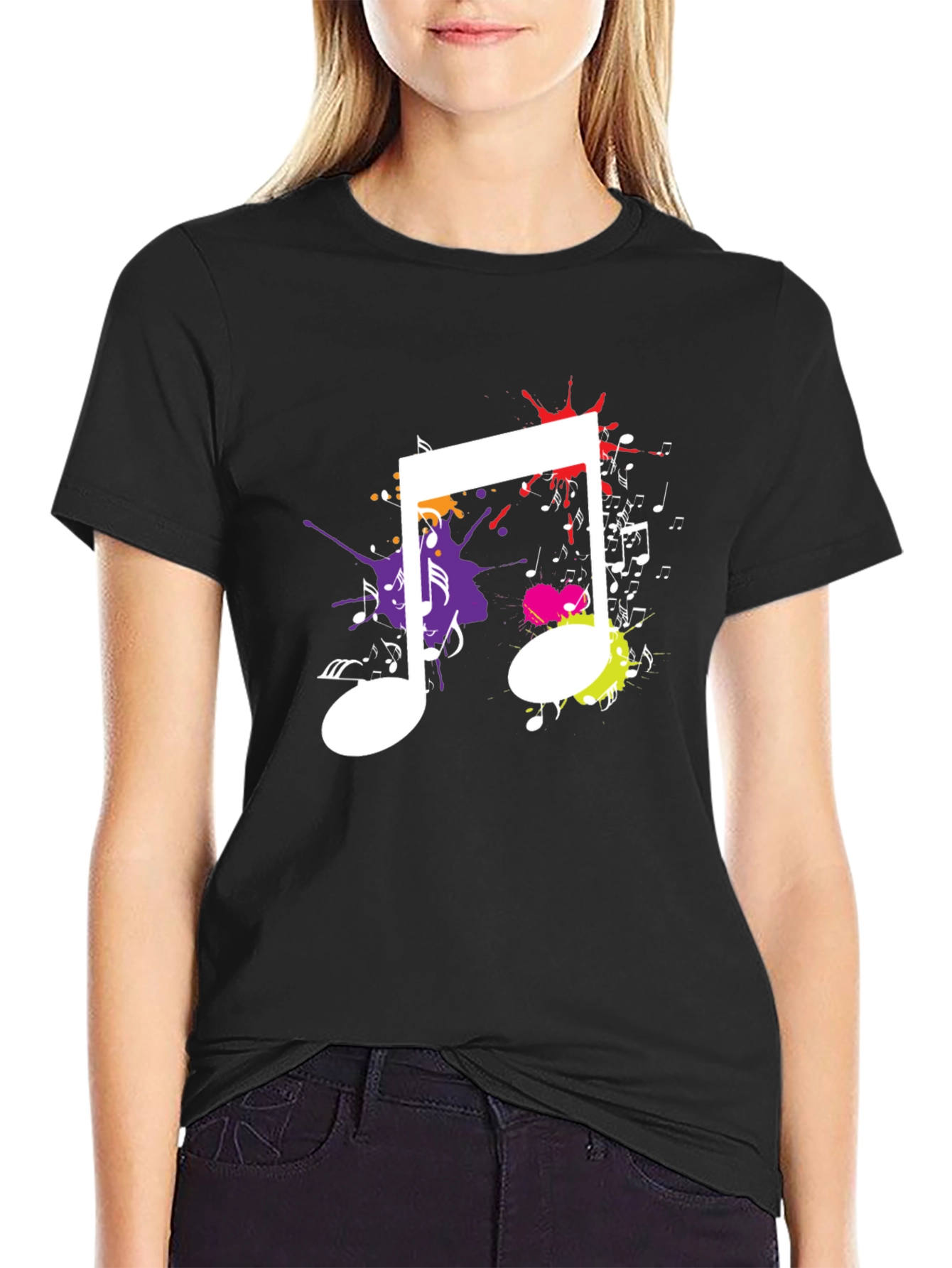 Music Note Splatter Graphic Tee