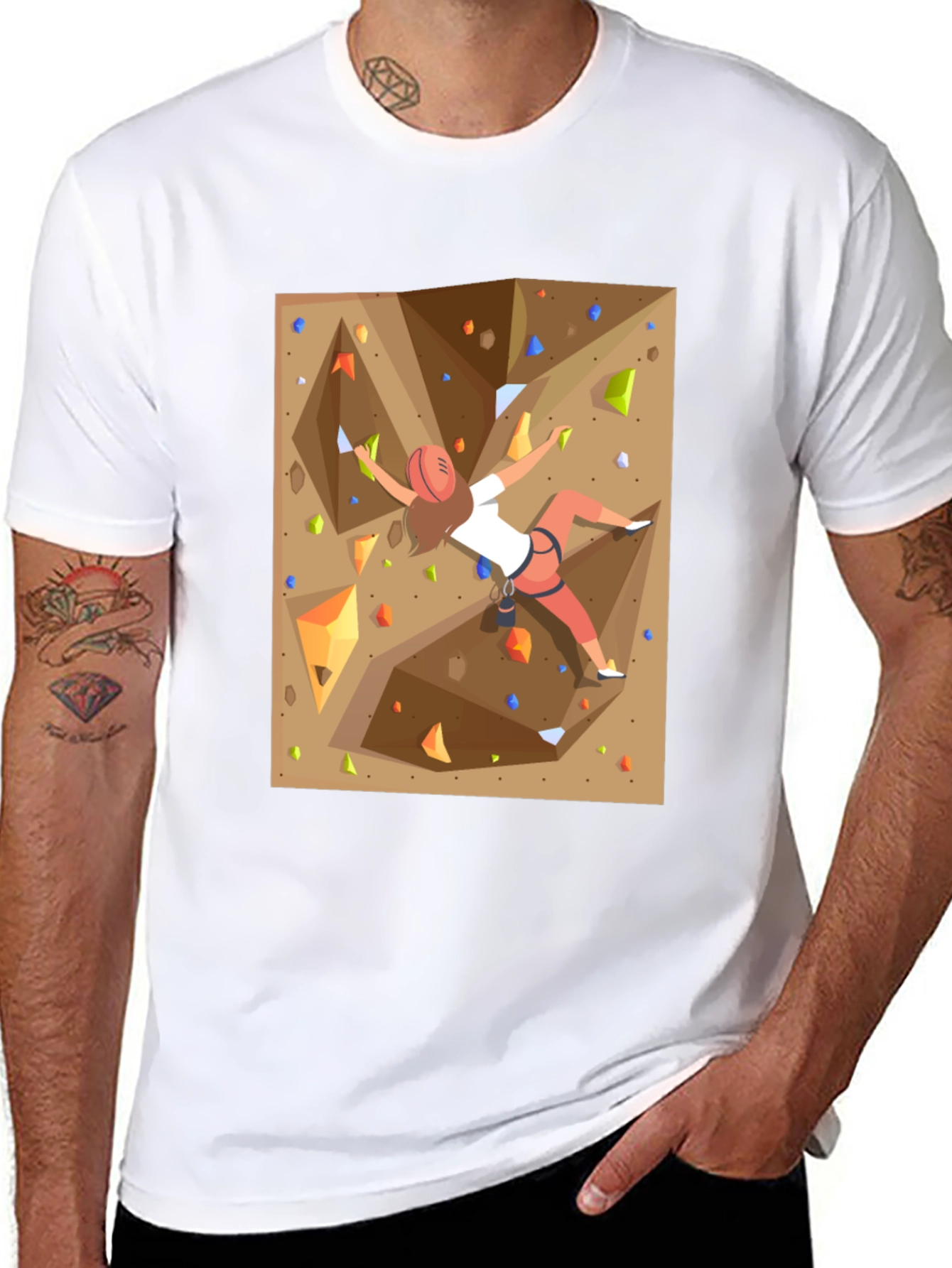 Rock Climbing Graphic Tee - Black Cotton Shirt