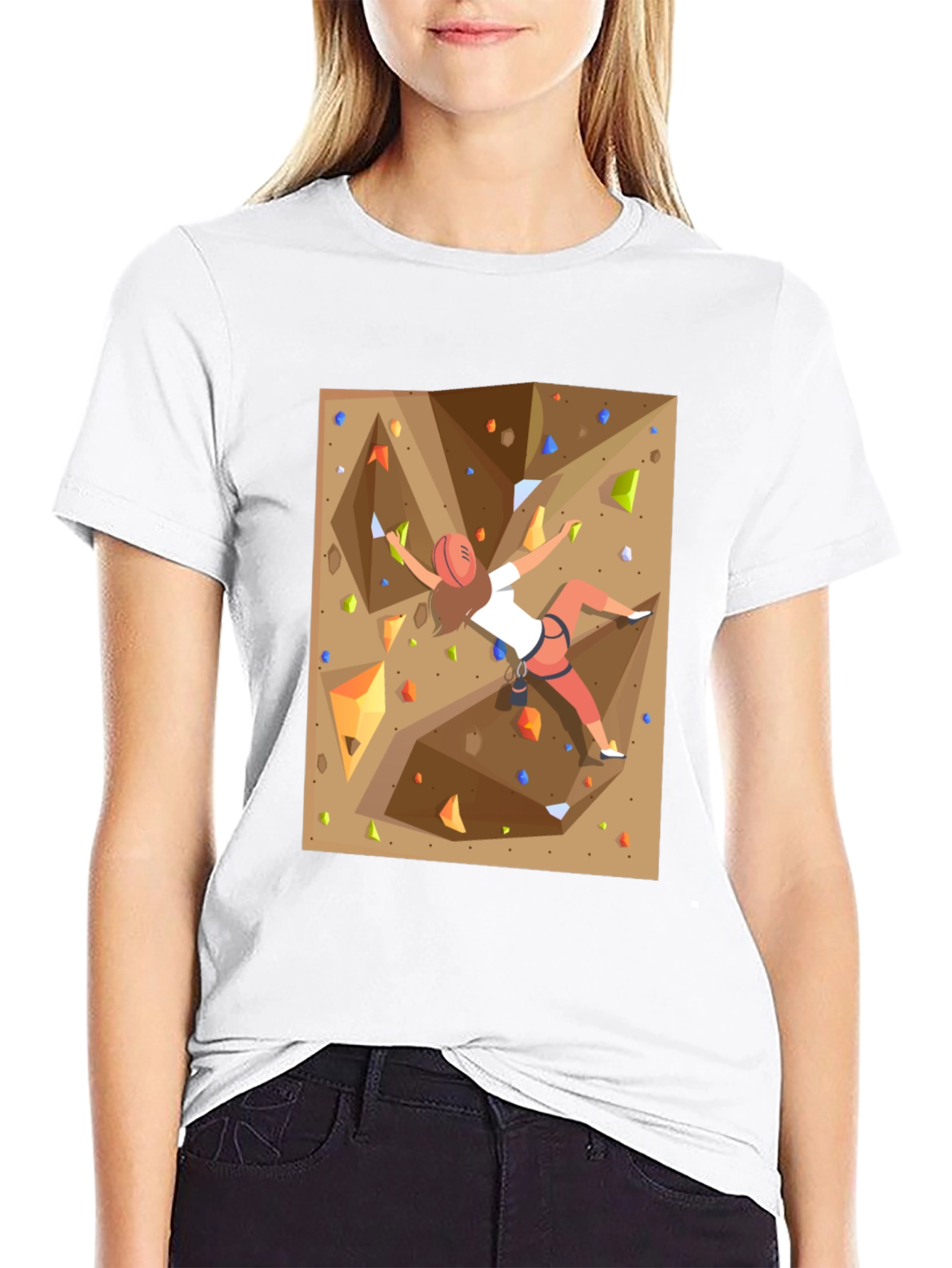 Rock Climbing Graphic Tee - Black Cotton Shirt