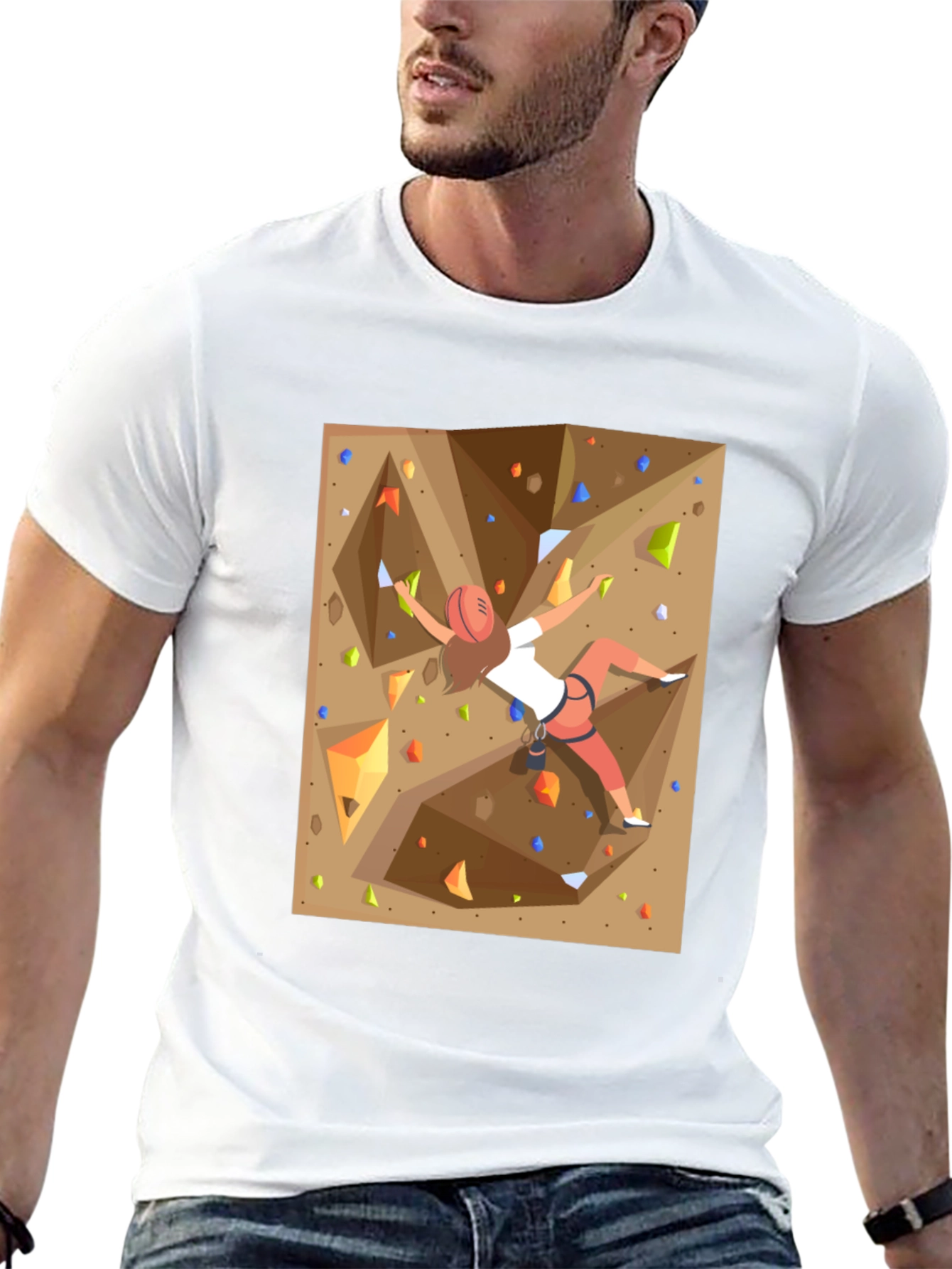 Rock Climbing Graphic Tee - Black Cotton Shirt