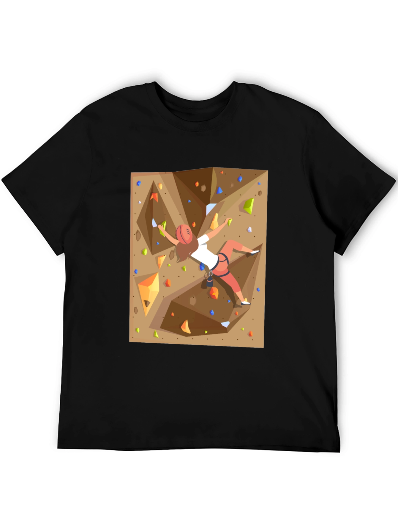 Rock Climbing Graphic Tee - Black Cotton Shirt