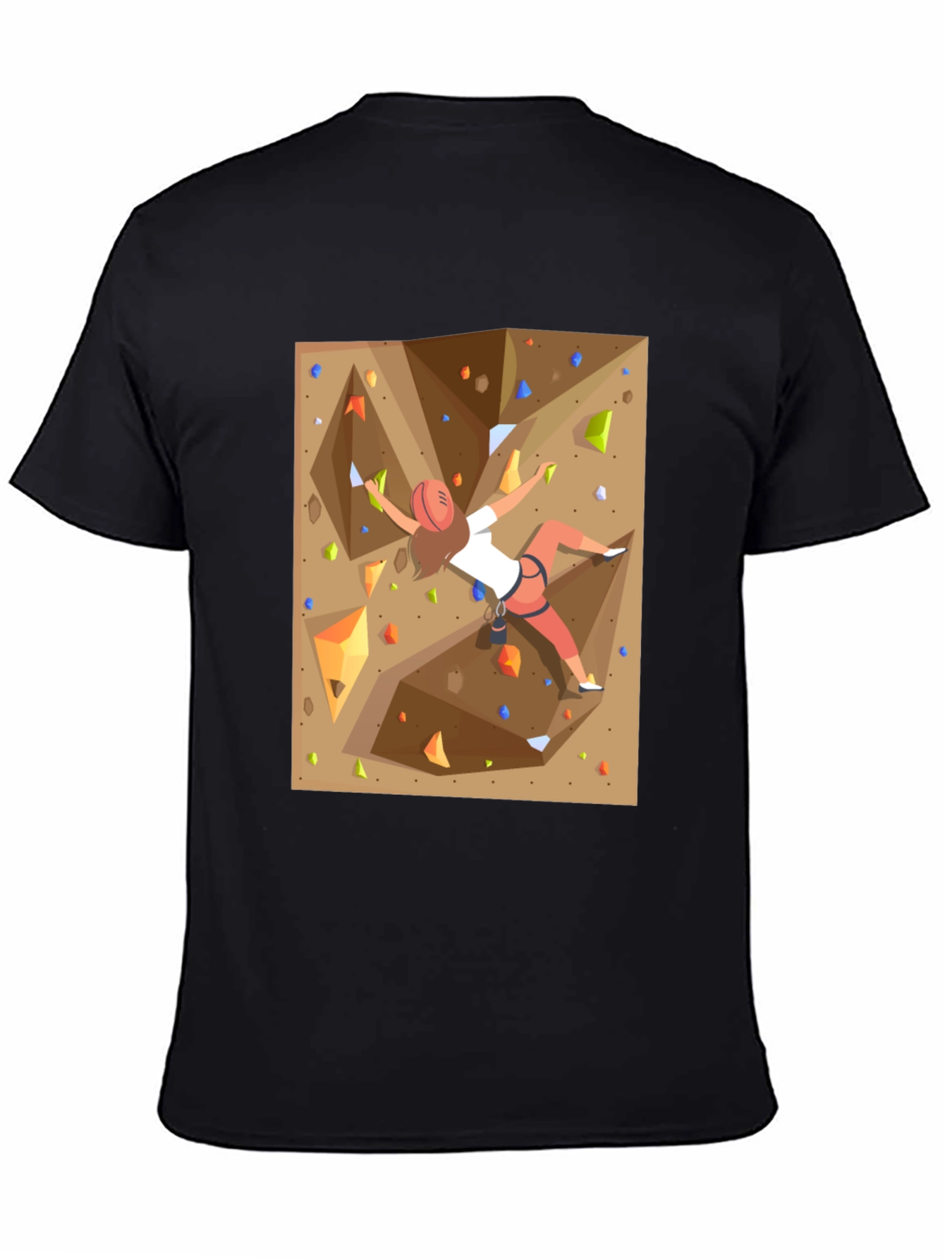 Rock Climbing Graphic Tee - Black Cotton Shirt
