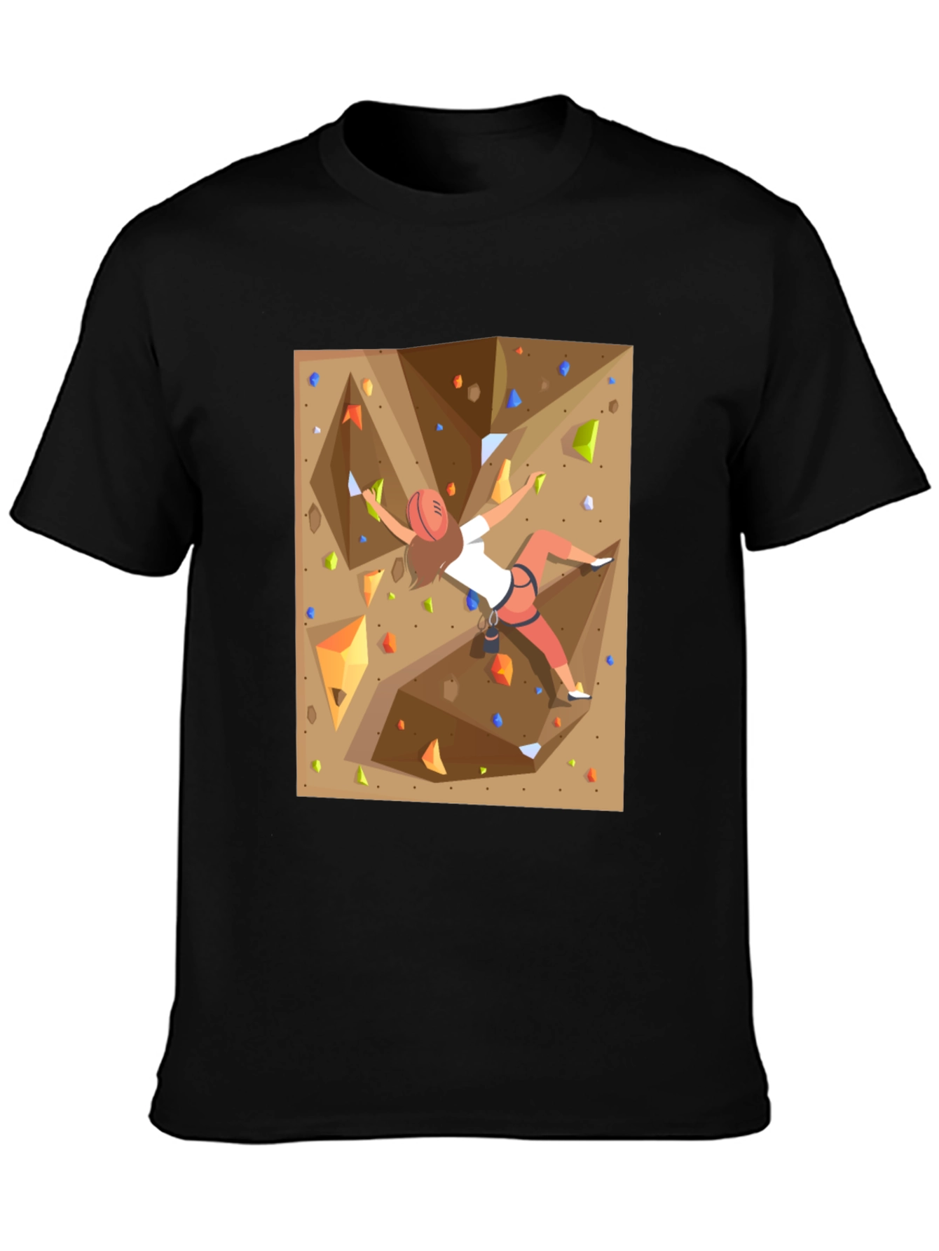 Rock Climbing Graphic Tee - Black Cotton Shirt