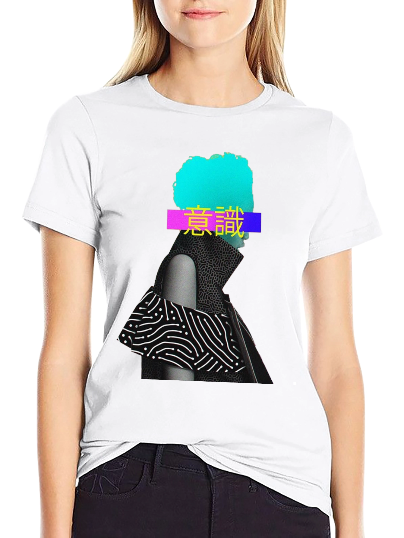 Abstract Graphic Print T-Shirt - Black