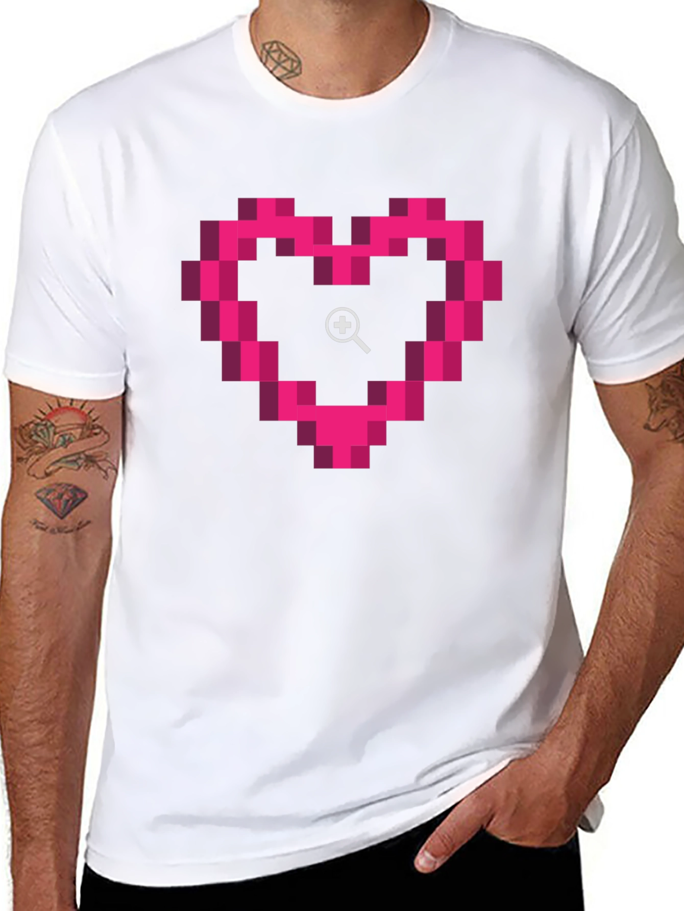 Pixel Heart Zoom Black T-Shirt
