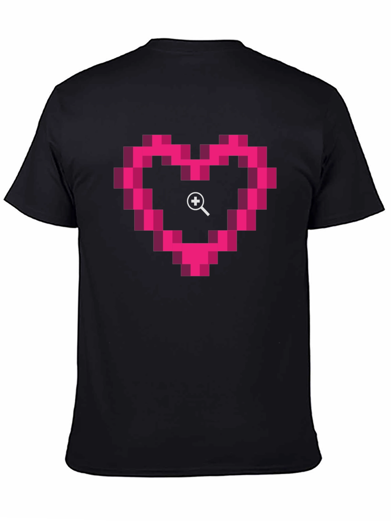 Pixel Heart Zoom Black T-Shirt