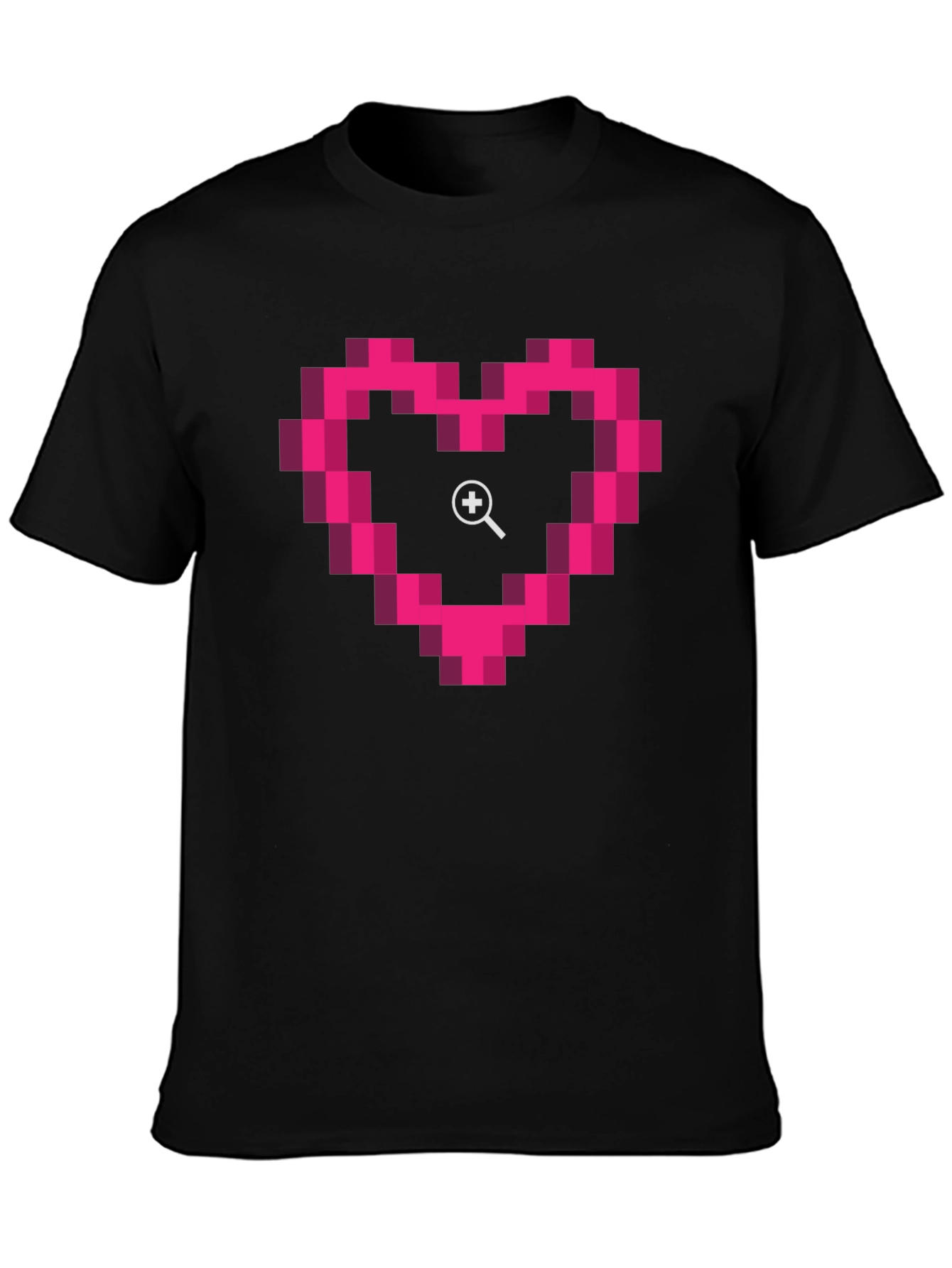Pixel Heart Zoom Black T-Shirt