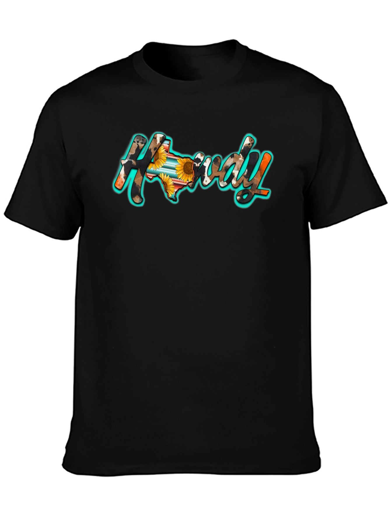 Howdy Texas Graphic Tee - Black Cotton Blend