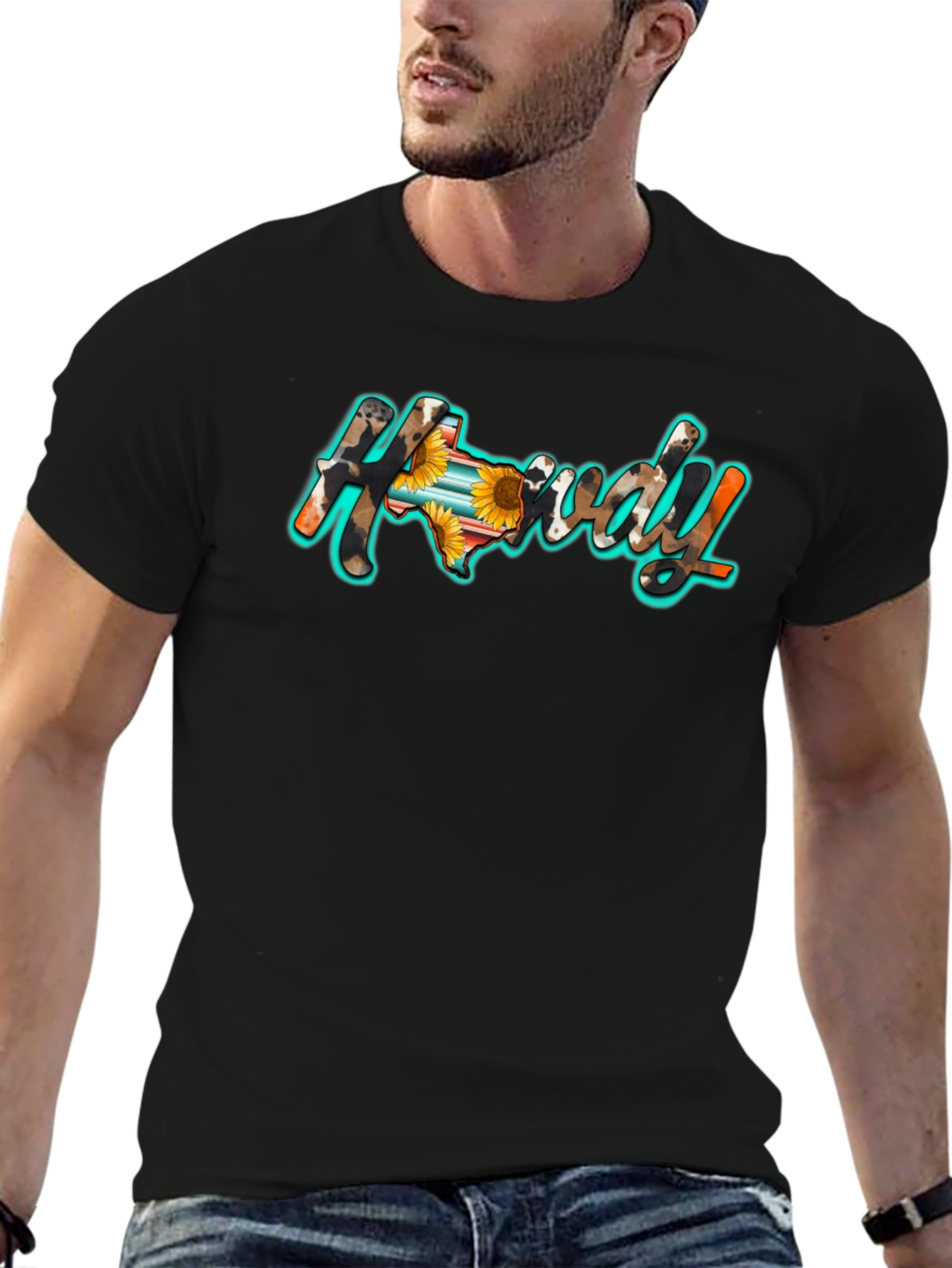 Howdy Texas Graphic Tee - Black Cotton Blend