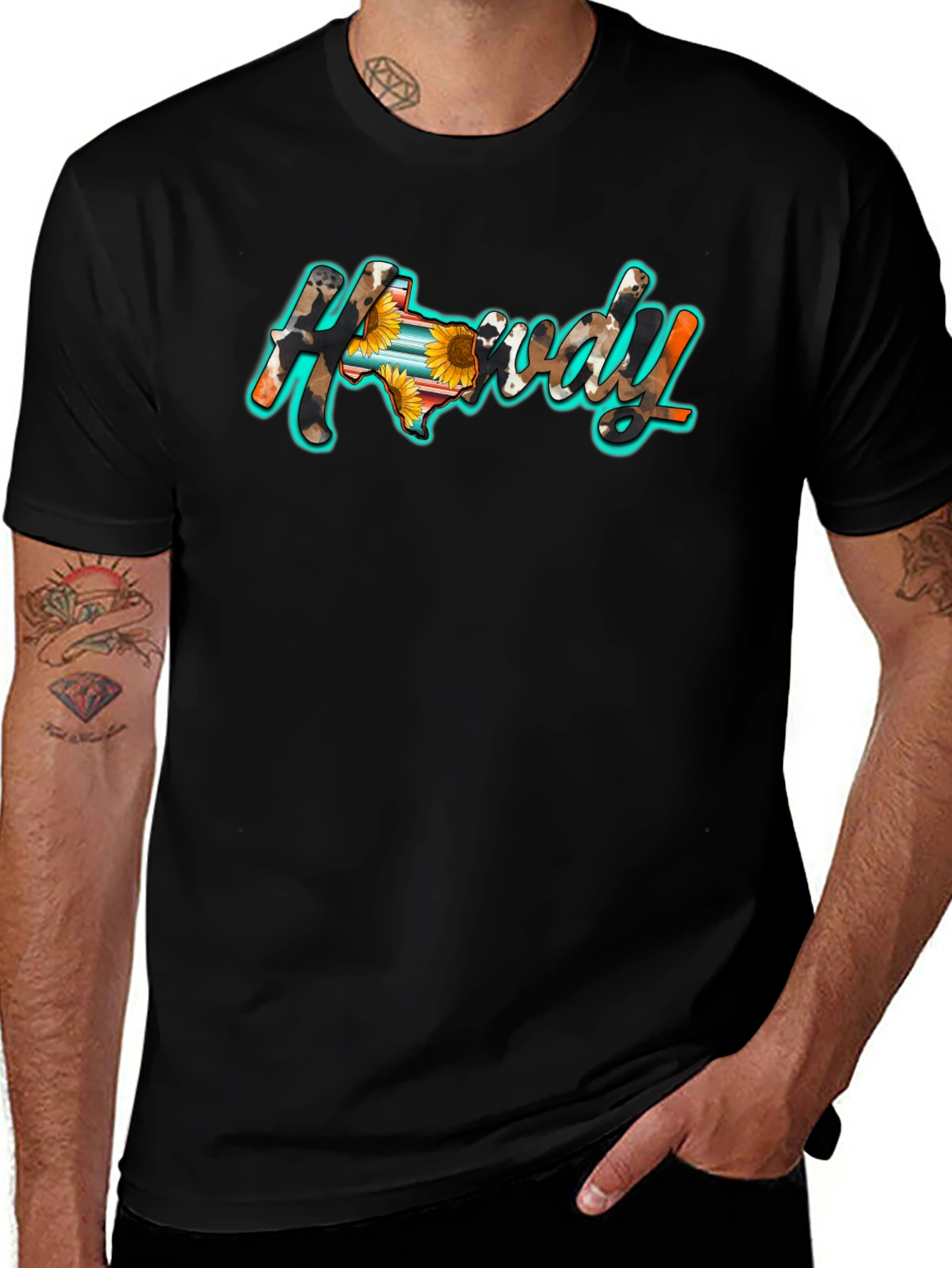 Howdy Texas Graphic Tee - Black Cotton Blend
