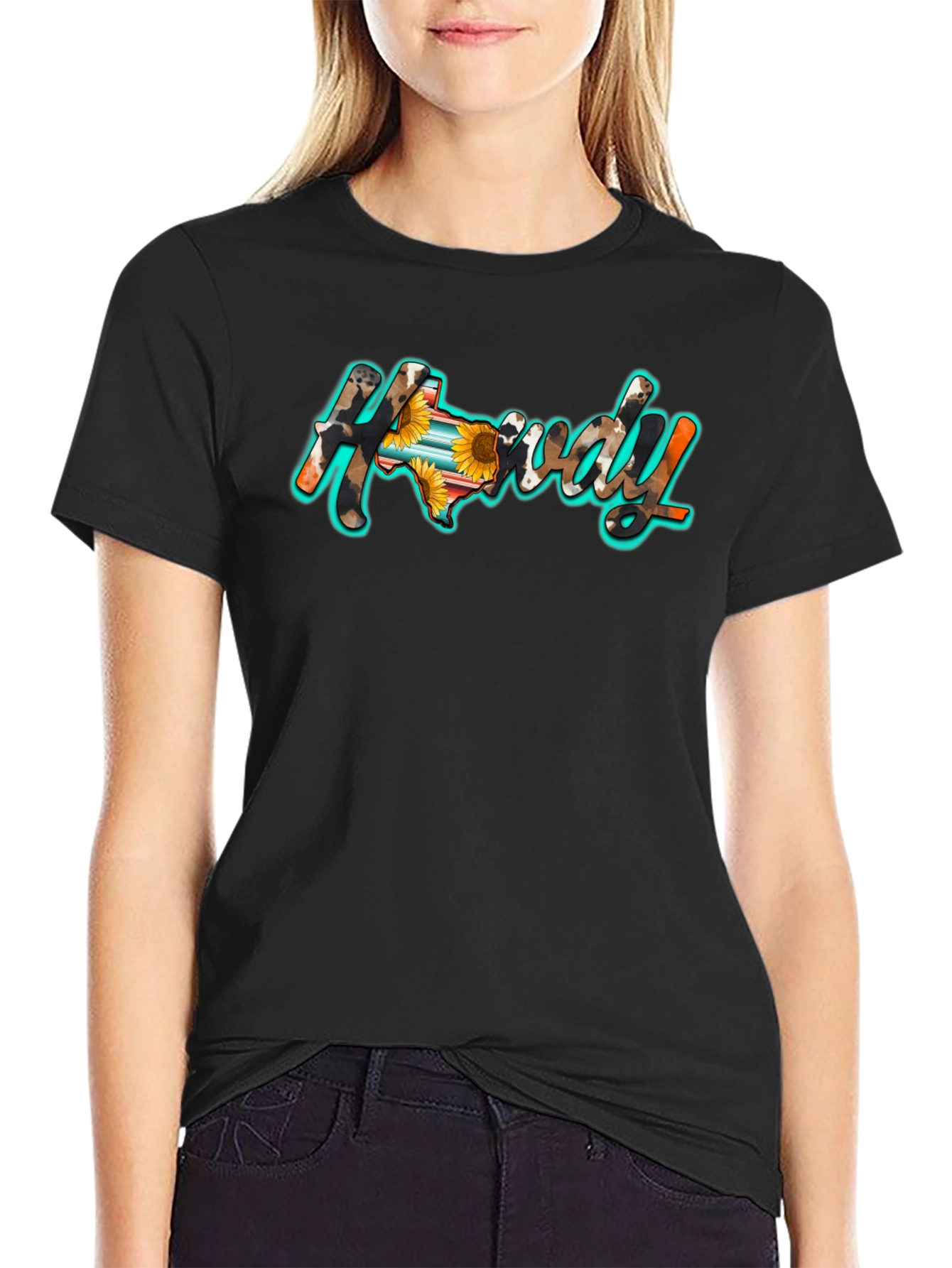 Howdy Texas Graphic Tee - Black Cotton Blend