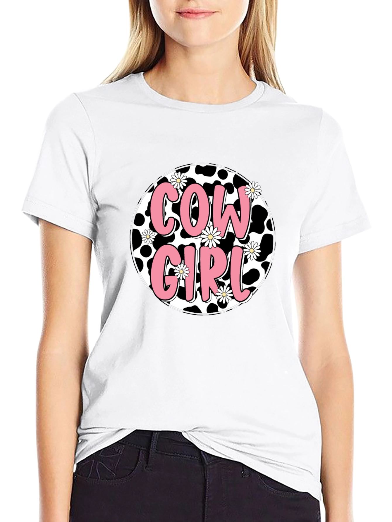 Cow Girl Graphic Tee - Black