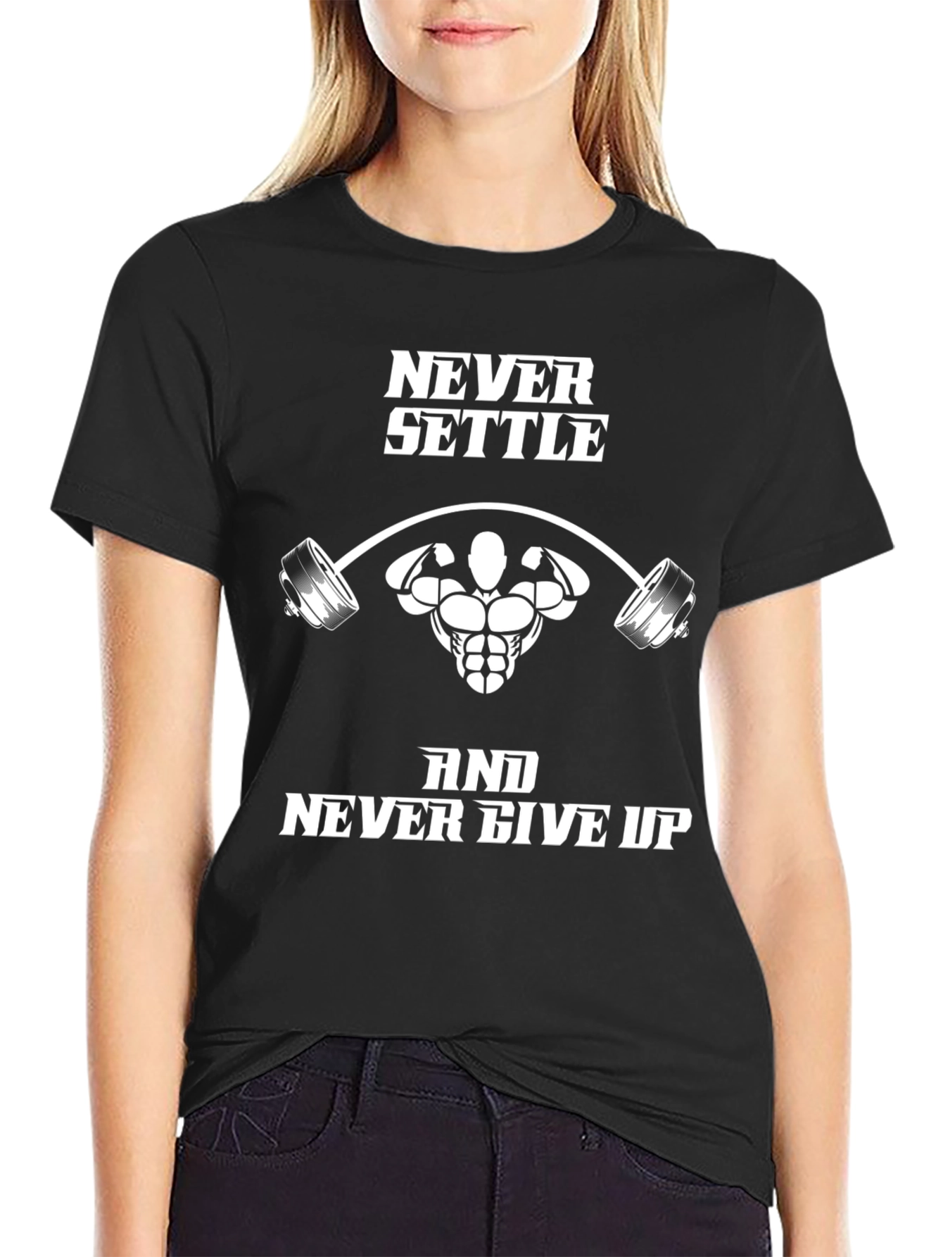 Never Settle Graphic T-Shirt - Fitness Motivation Tee