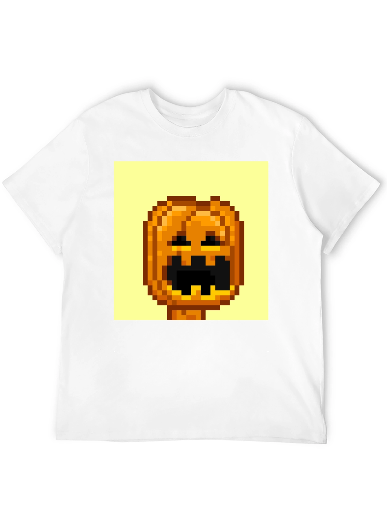 Pixel Pumpkin Head Graphic Tee - Spooky Season Shirt