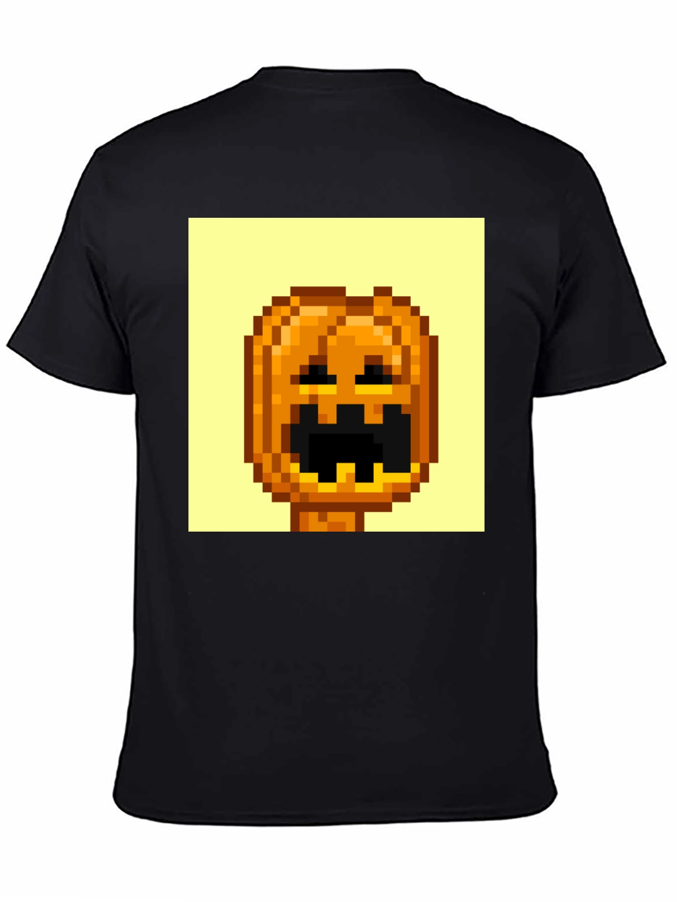 Pixel Pumpkin Head Graphic Tee - Spooky Season Shirt