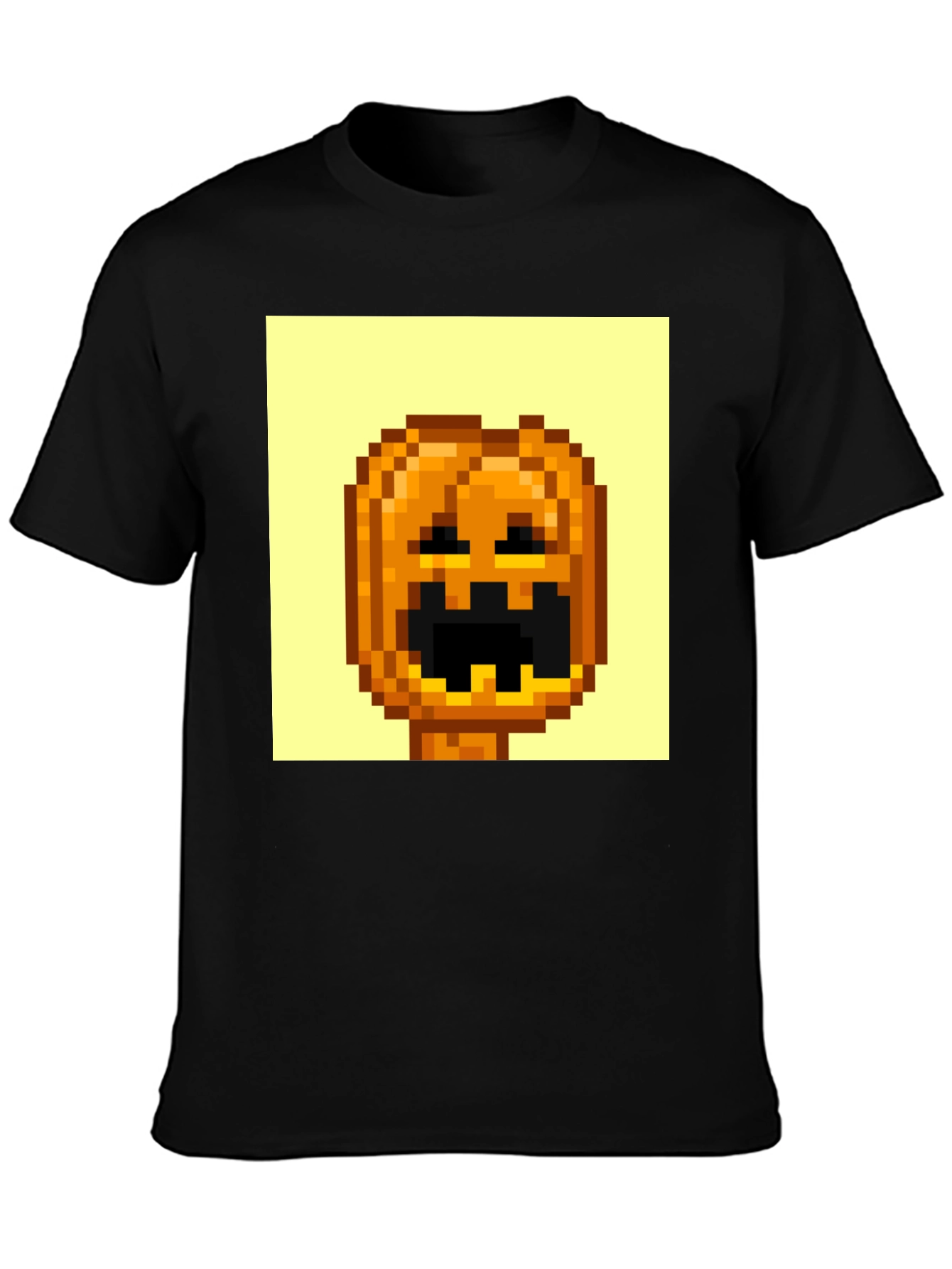 Pixel Pumpkin Head Graphic Tee - Spooky Season Shirt