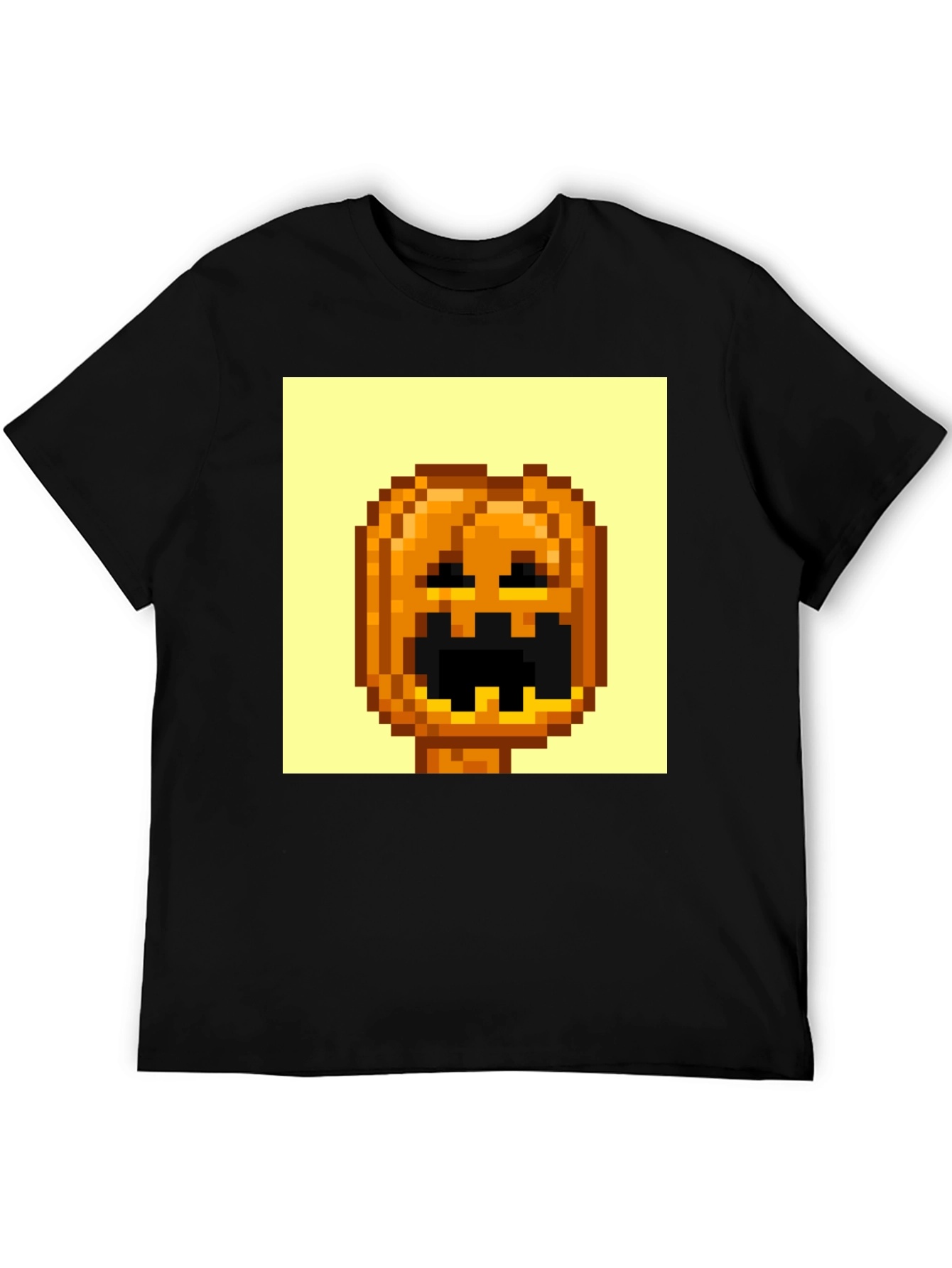 Pixel Pumpkin Head Graphic Tee - Spooky Season Shirt