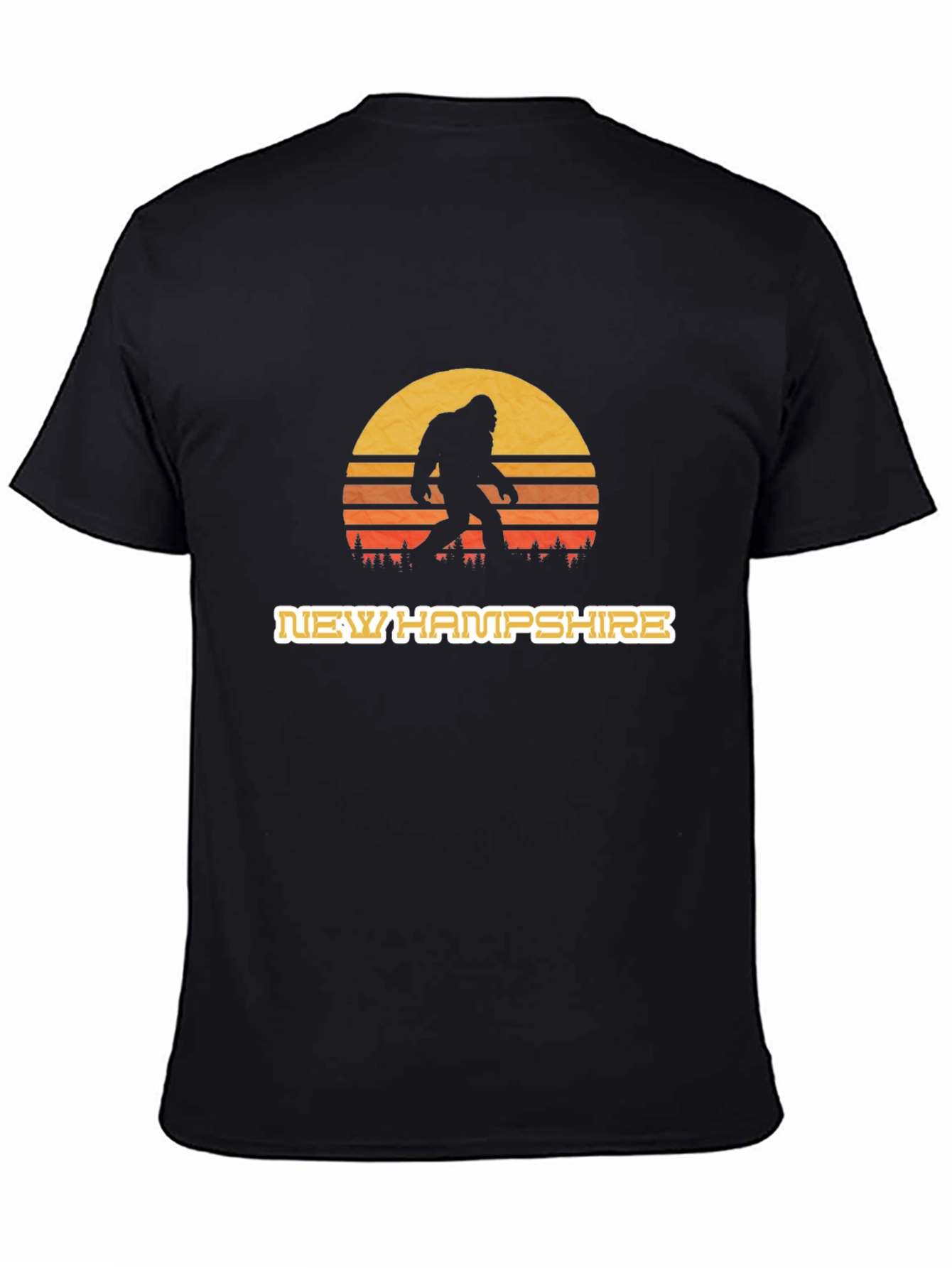 New Hampshire Bigfoot T-Shirt - Retro Sunset Design