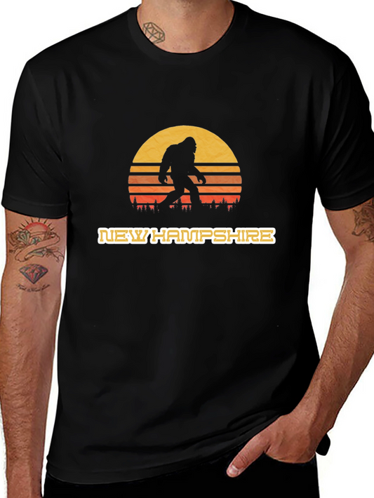 New Hampshire Bigfoot T-Shirt - Retro Sunset Design
